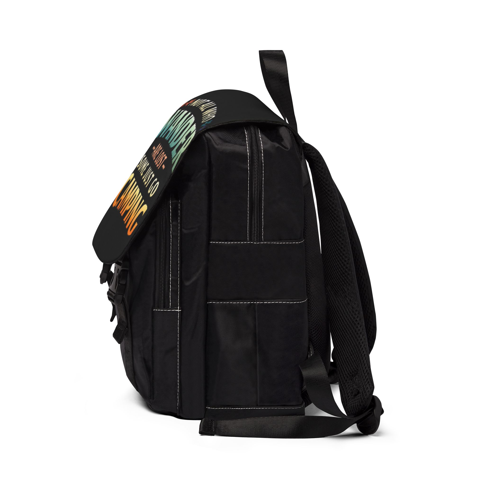 Unisex Casual Shoulder Backpack—"Not All Who Wander Are Lost" Design Scenic-Line(Campervan)
