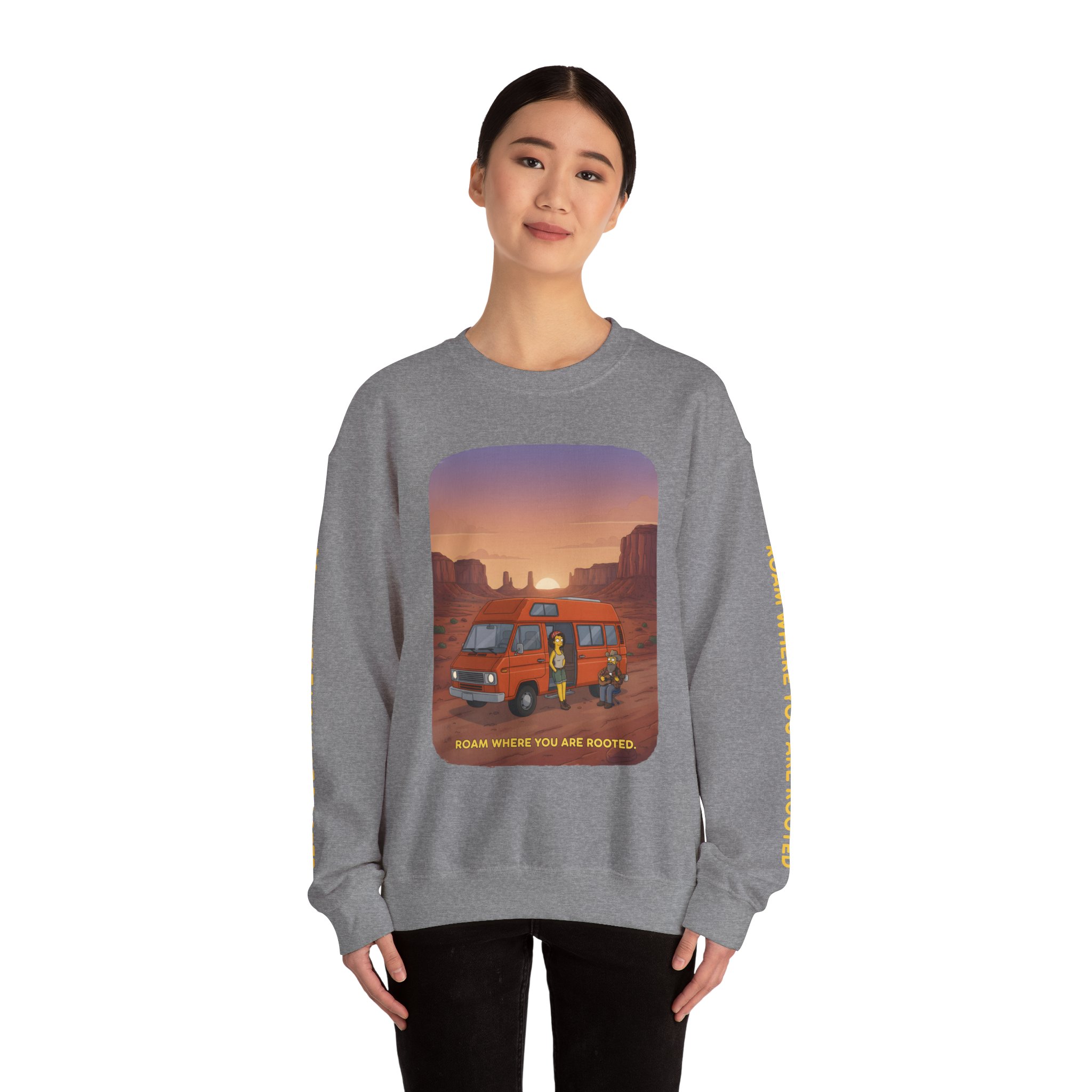 9900559340393386834_2048.jpeg Unisex Heavy Blend™ Crewneck Sweatshirt — "Roam Where You Are Rooted" Design Sitcom-Line