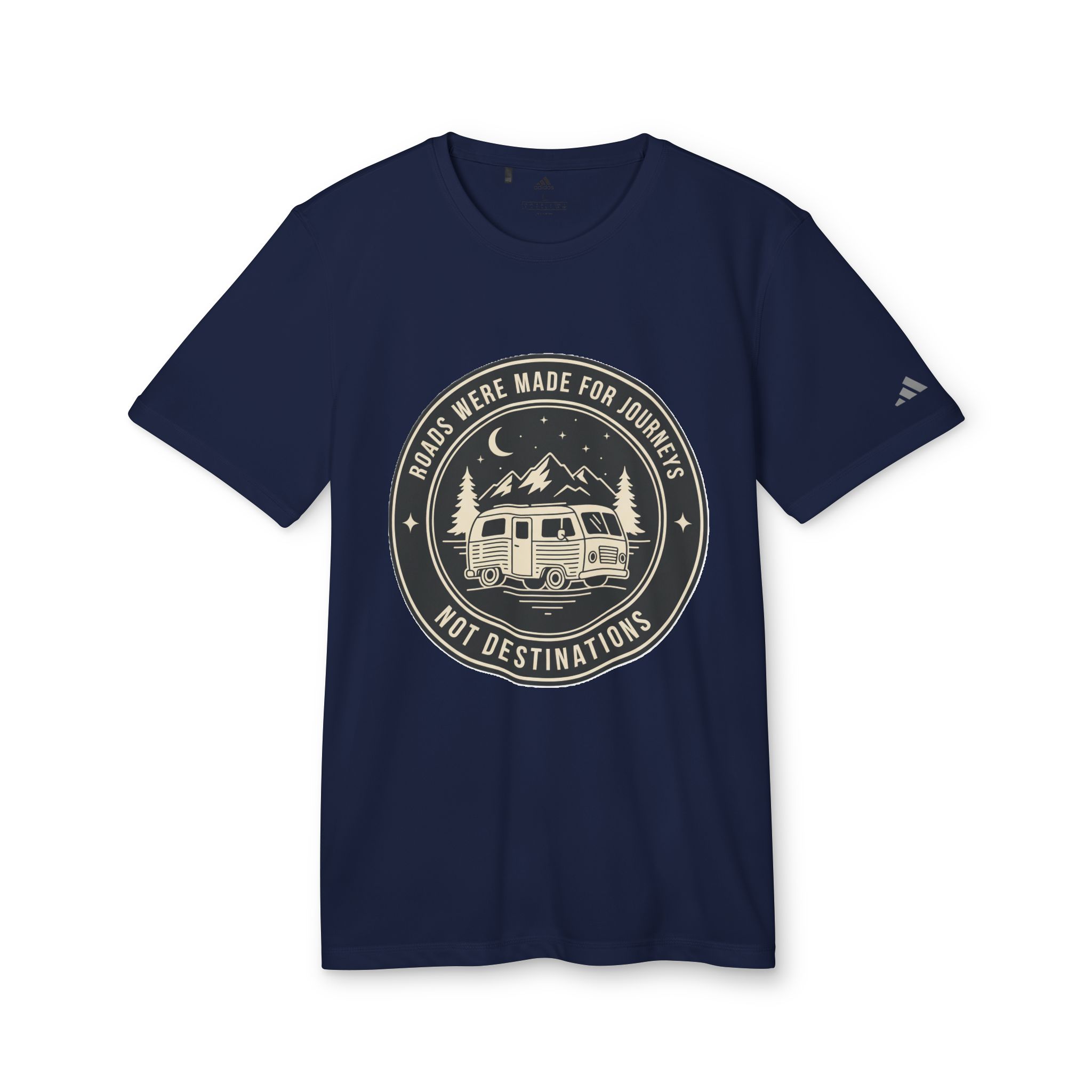 T-Shirt(Adidas) — 'ROAD WHERE MADE FOR JOURNEYS-NOT DESTINATIONS' (font + back printed) Brand Adidas