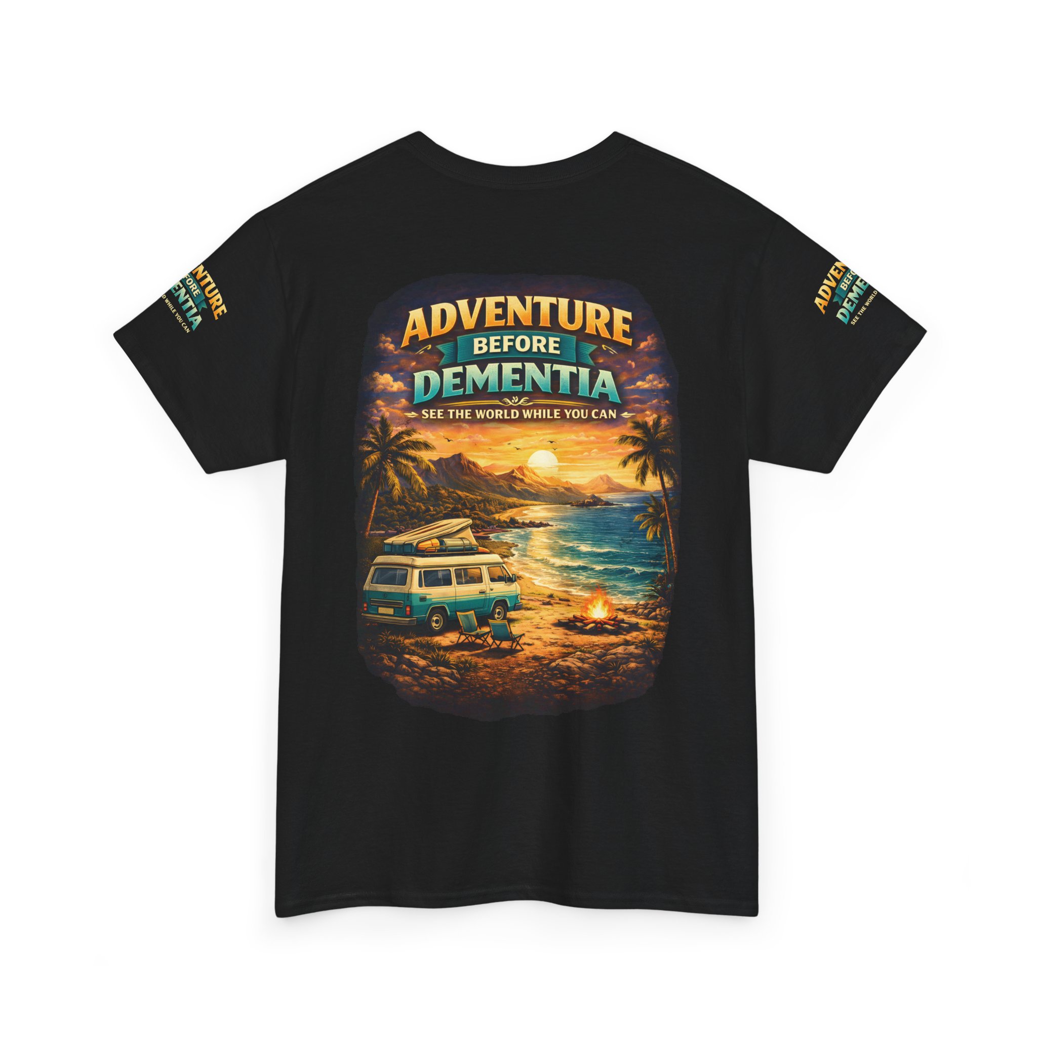 Unisex Heavy Cotton Tee — "Adventure Before Dementia" Design Scenic-Line