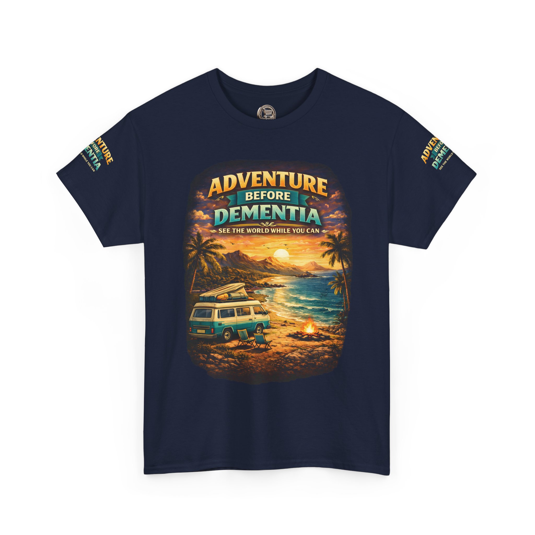 Unisex Heavy Cotton Tee — "Adventure Before Dementia" Design Scenic-Line