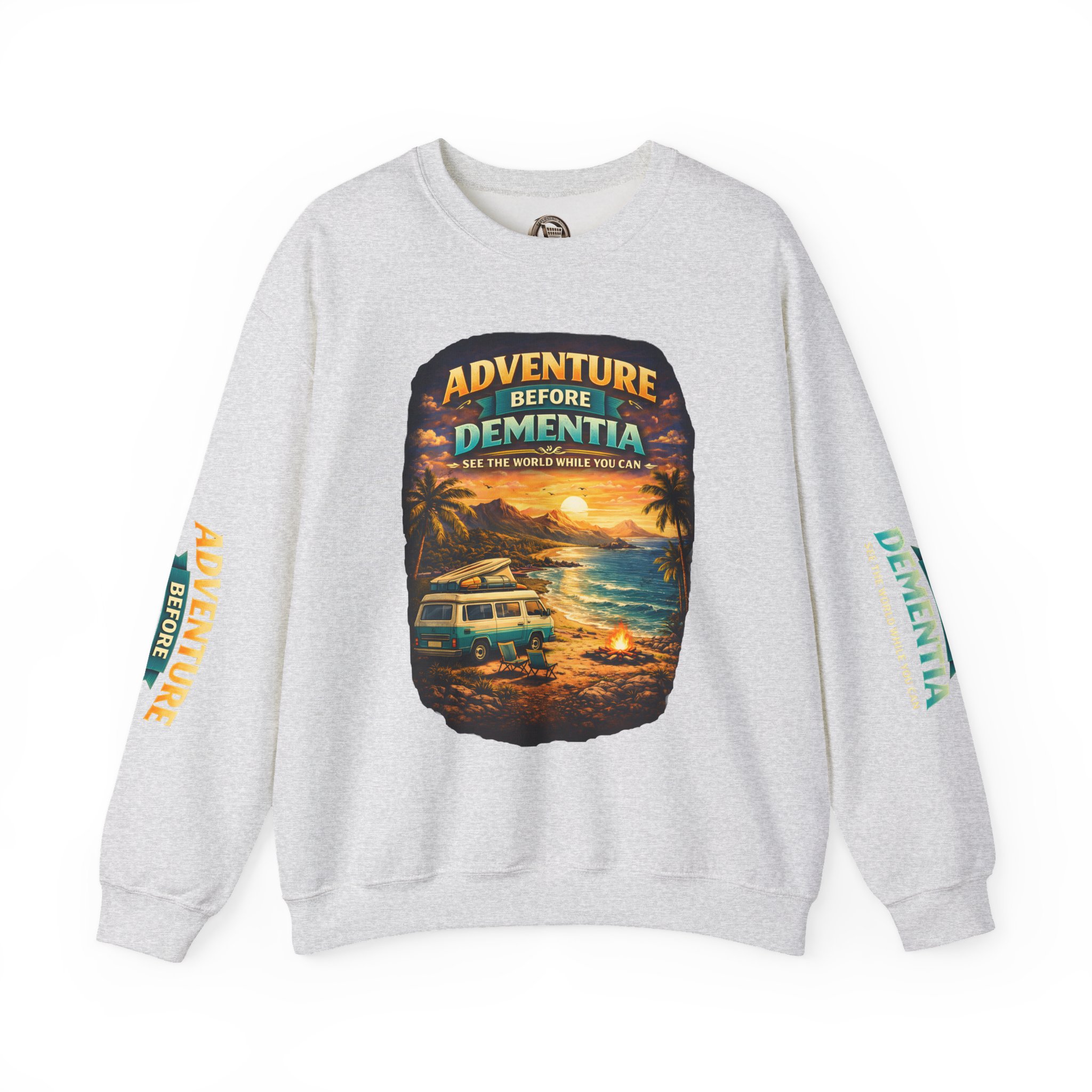 Unisex Heavy Blend™ Crewneck Sweatshirt — "Adventure Before Dementia" Design Scenic-Line