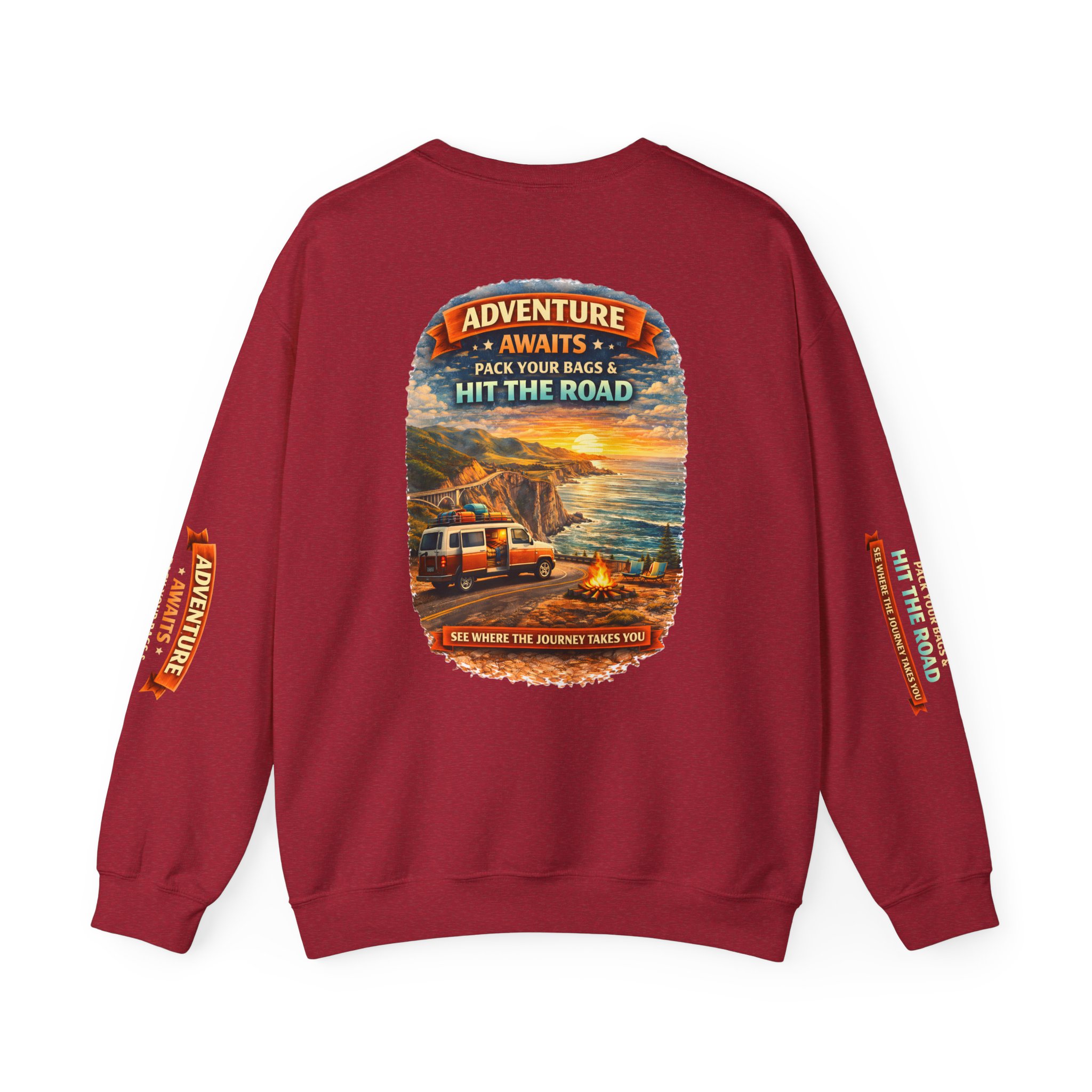 9920615356739616984_2048.jpeg Unisex Heavy Blend™ Crewneck Sweatshirt — "Adventure Awaits-Pack Your Bags" Design Scenic-Line