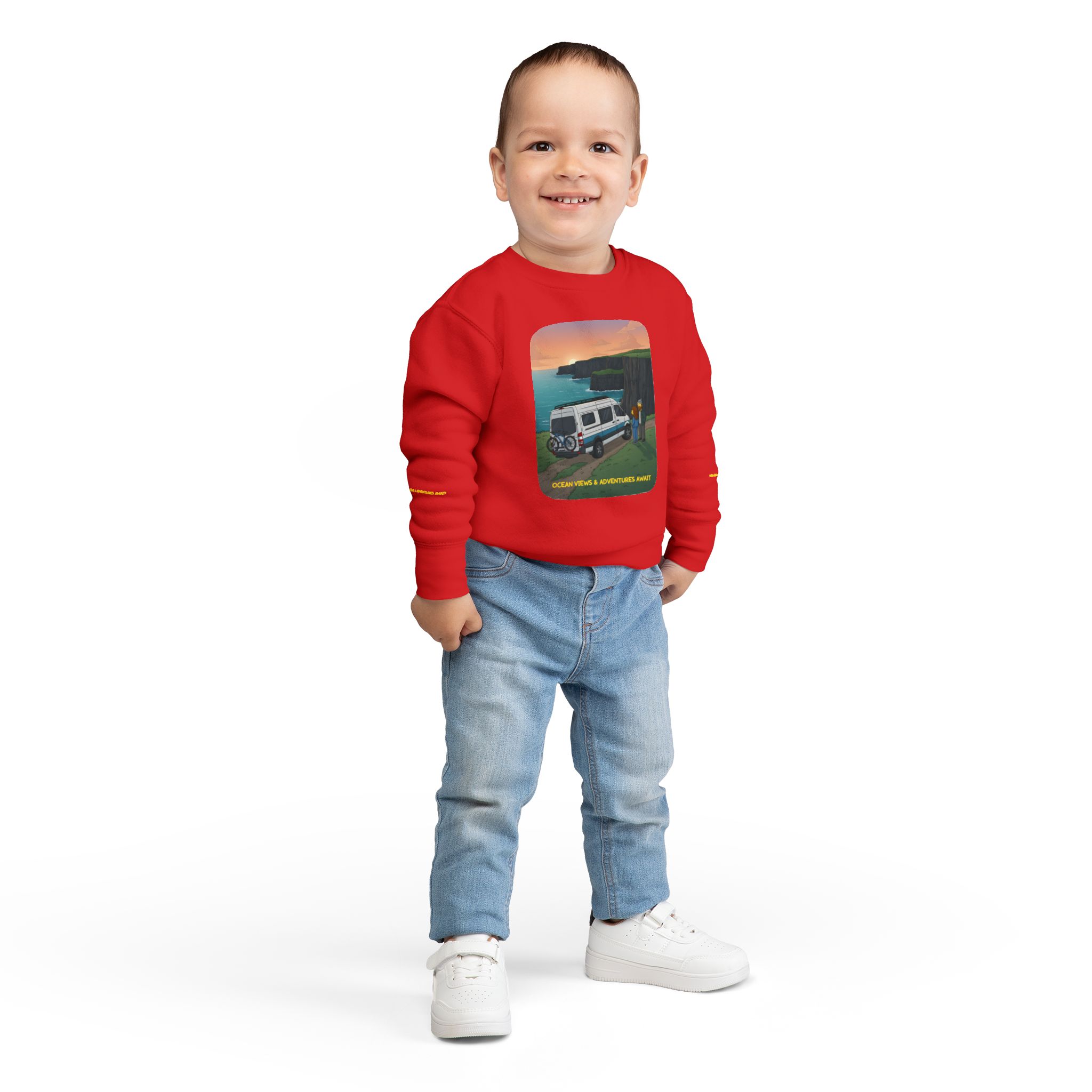 Toddler Sweatshirt - "Ocean Views-Adventures Awaits" (Design Sitcom-Line)