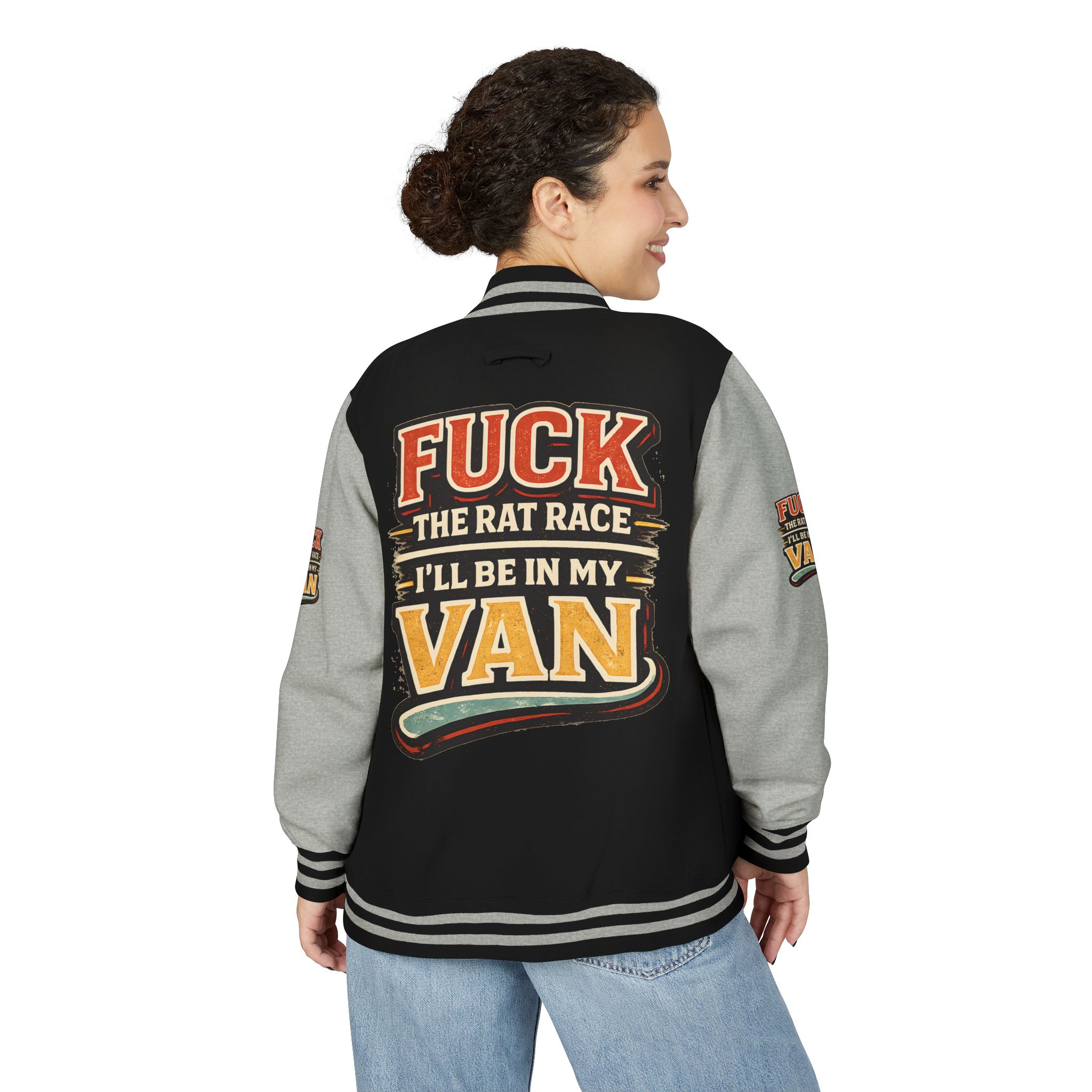 Unisex Heavyweight Letterman Jacket — "Fuck The Rat Race" Design F**K-Line