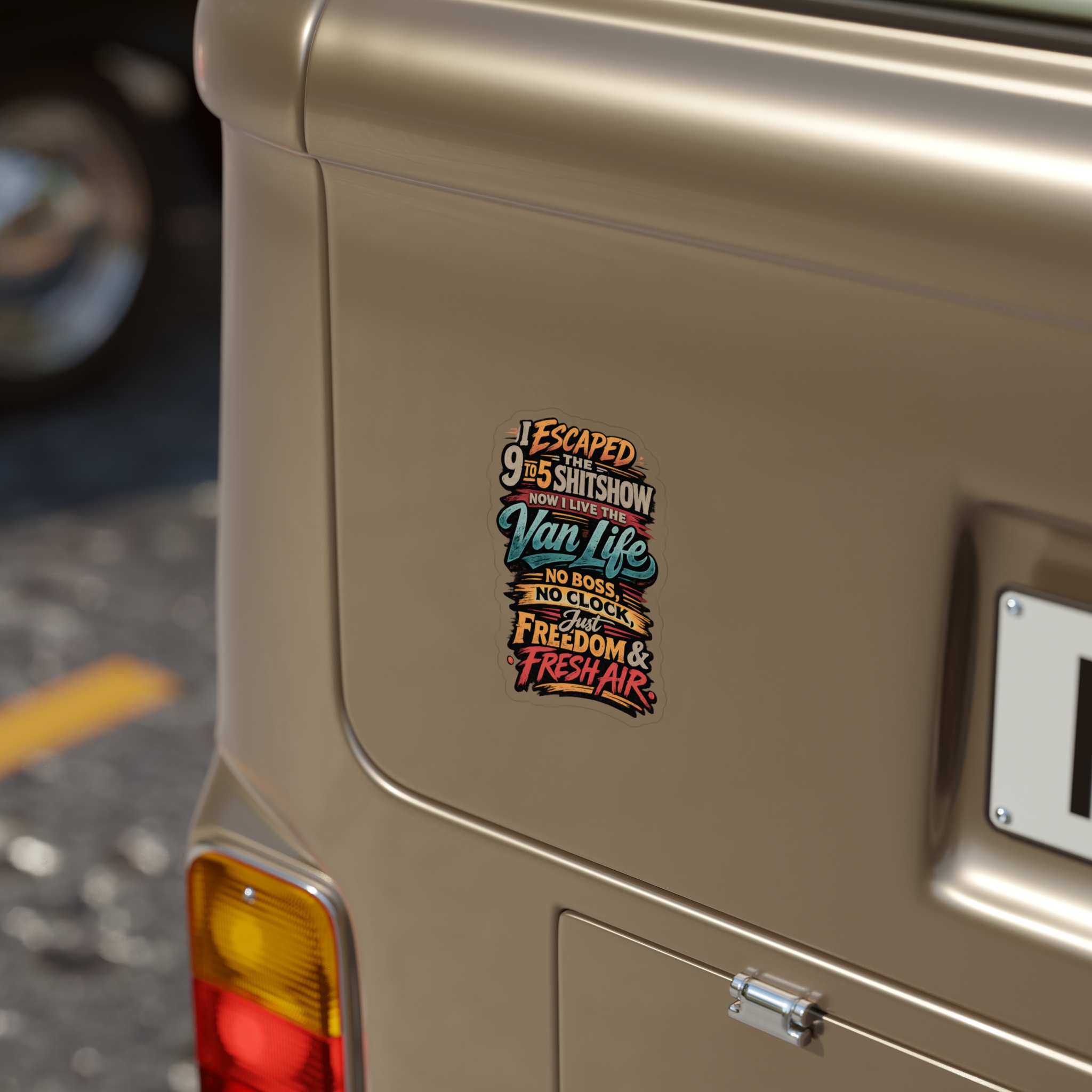 Transparent Outdoor Stickers – "I Escaped The 9 To 5" Design F**K-Line