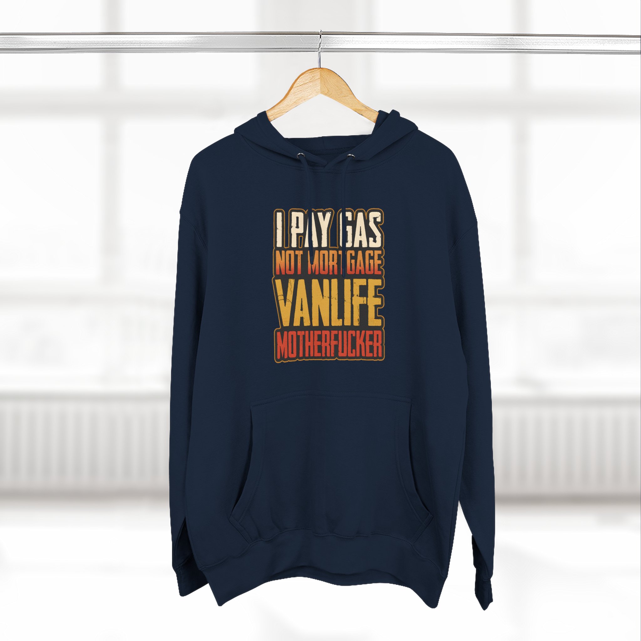 Three-Panel Fleece Hoodie - "I Pay Gas Not Mortgage" Design F**K-Line