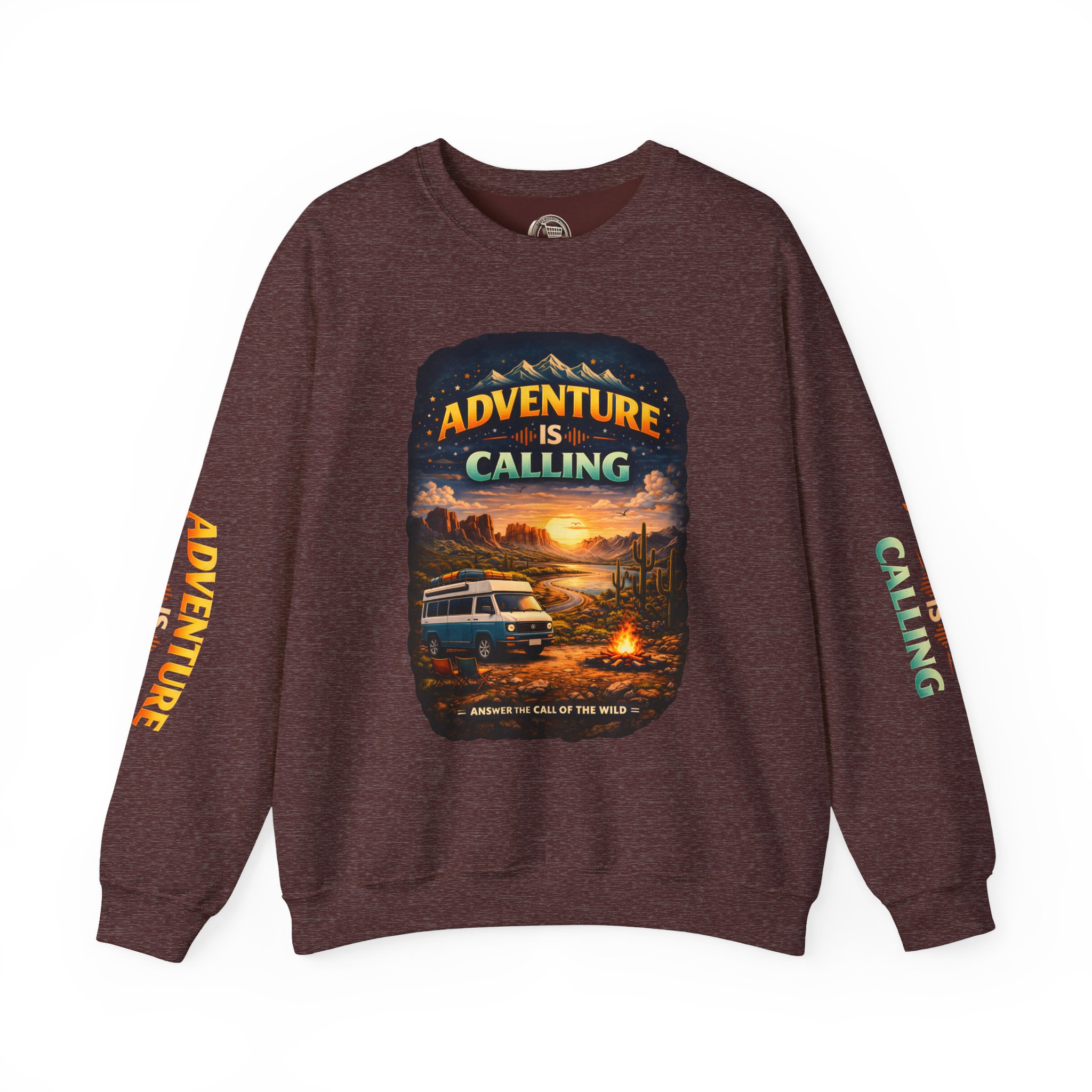 Unisex Heavy Blend™ Crewneck Sweatshirt — "Adventure Is Calling" Design Scenic-Line