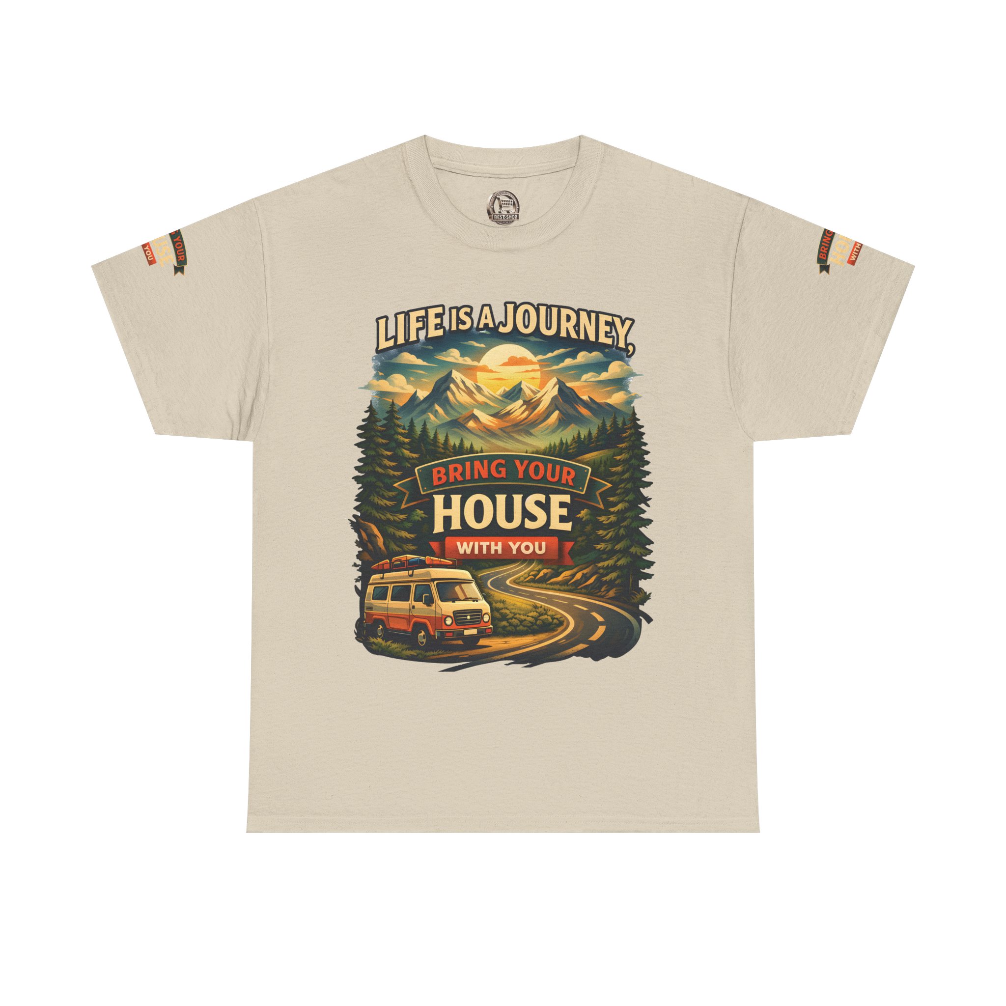 9933429851799846990_2048.jpeg Unisex Heavy Cotton Tee — "Live Is A Journey-Bring Your House With You" Design Scenic-Line