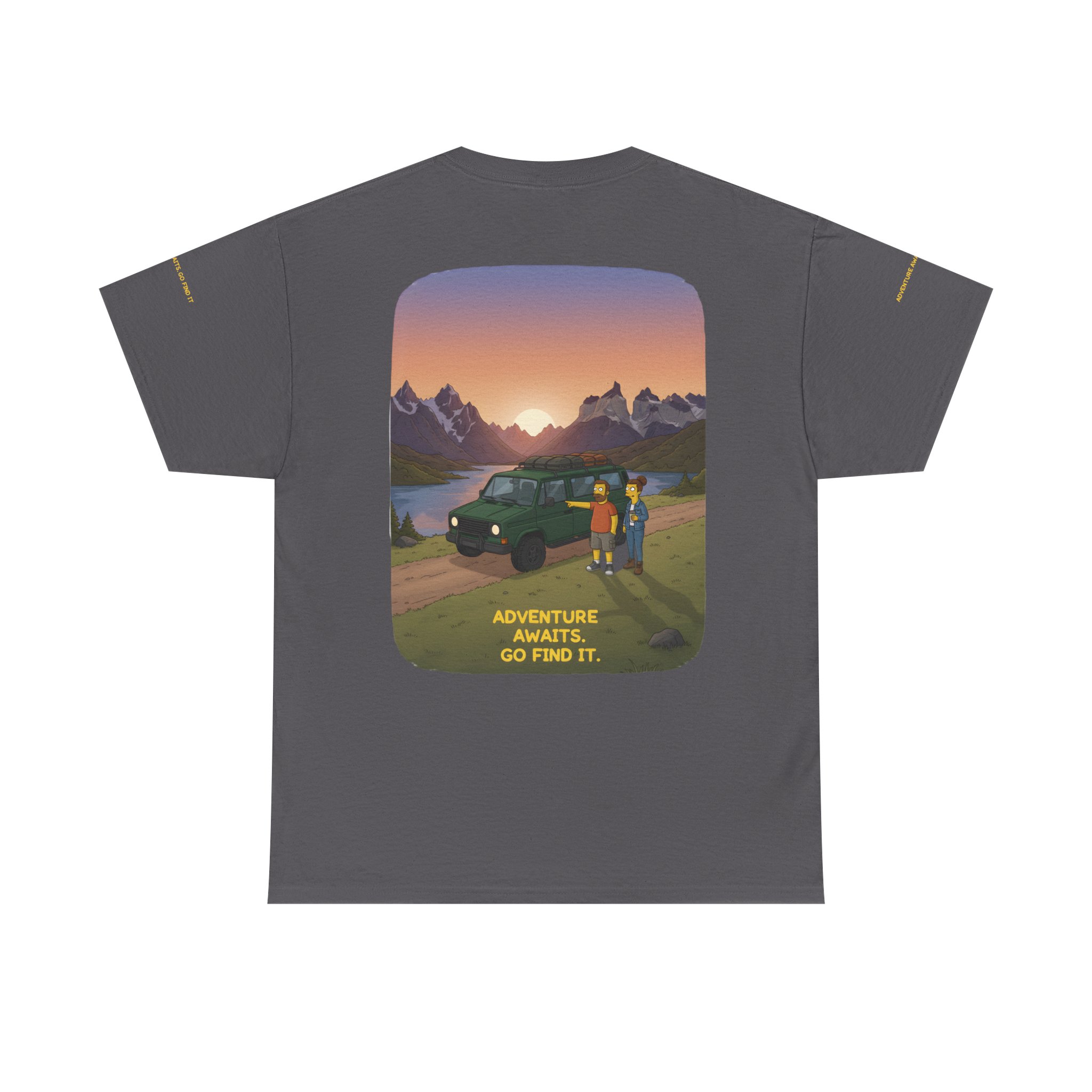 Unisex Heavy Cotton Tee — "Adventure Awaits-Go Find It" Design Sitcom-Line