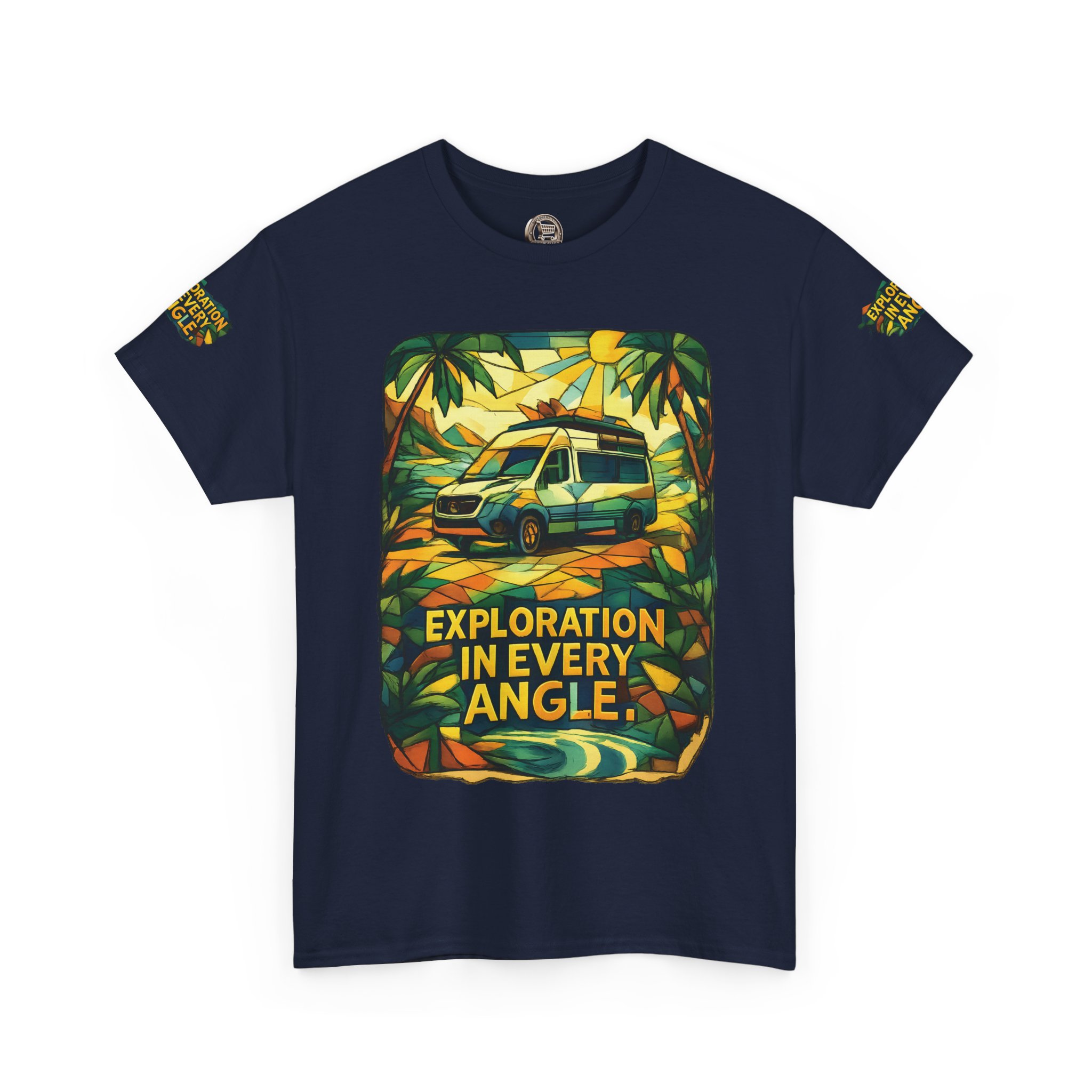 Unisex Heavy Cotton Tee — "Exploration In Every Angle" Design Cubic-Line
