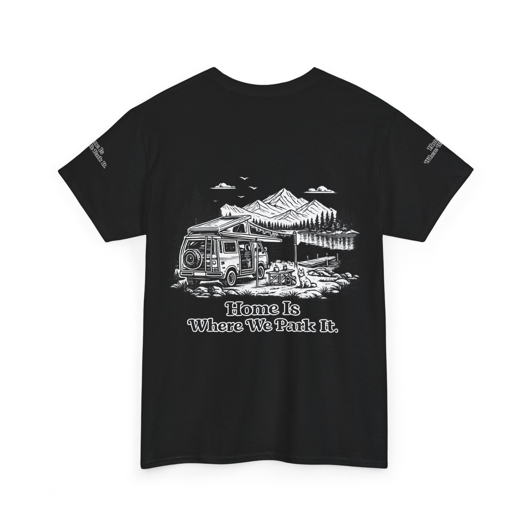 Unisex Heavy Cotton Tee — "Home Is Where You Park It" Design Minimal-Line