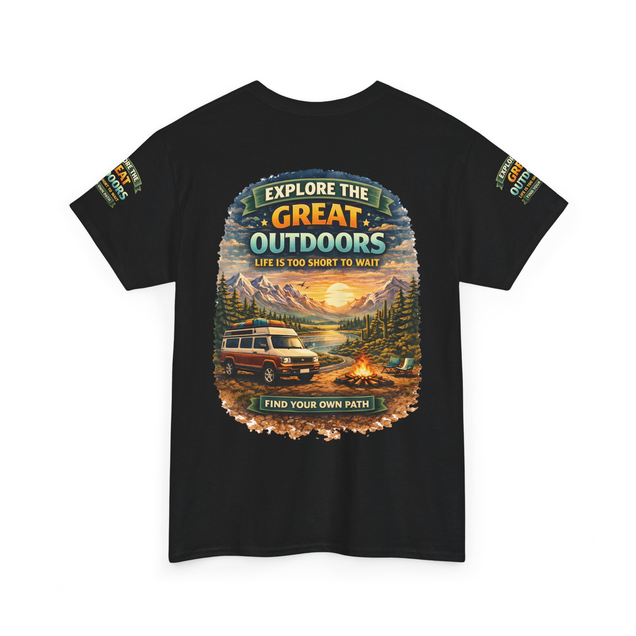 Unisex Heavy Cotton Tee — "Explore The Great Outdoors" Design Scenic-Line