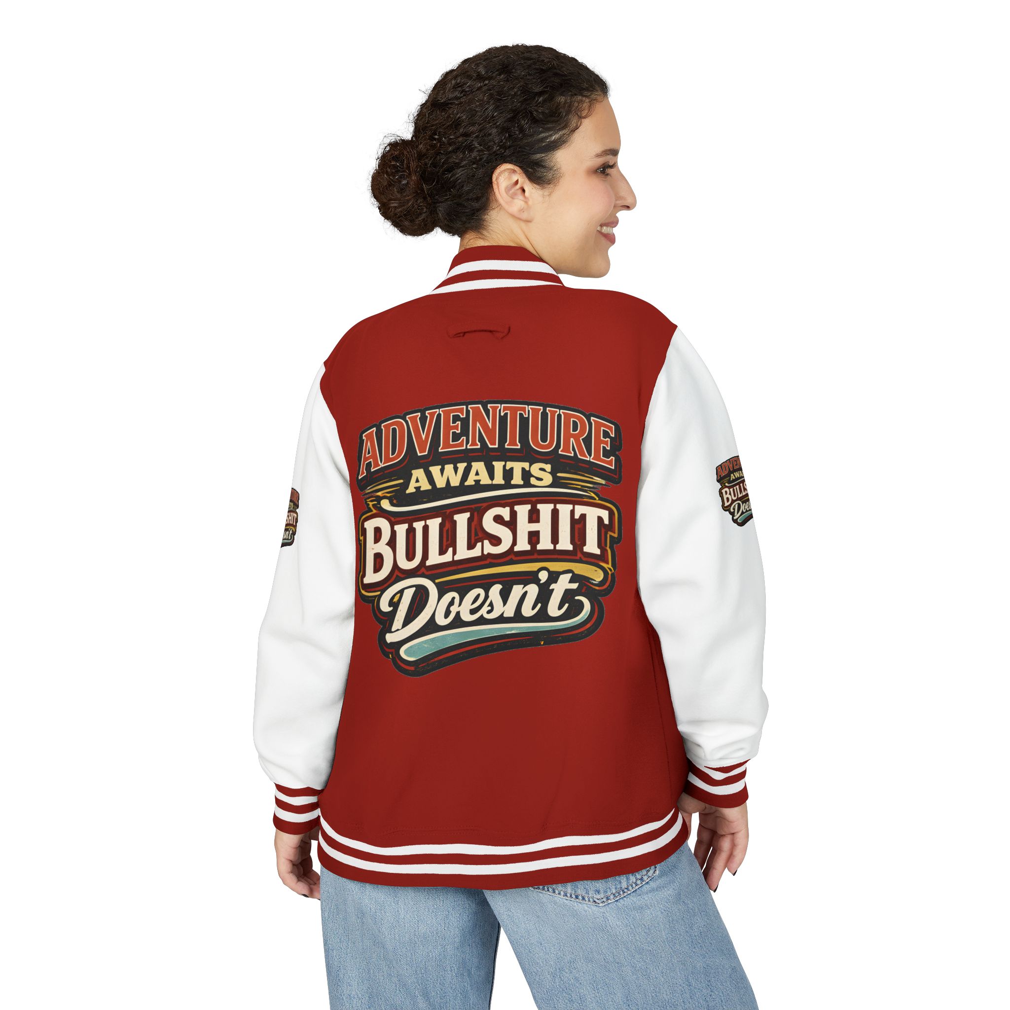 Unisex Heavyweight Letterman Jacket — "Adventure Awaits" Design F**K-Line