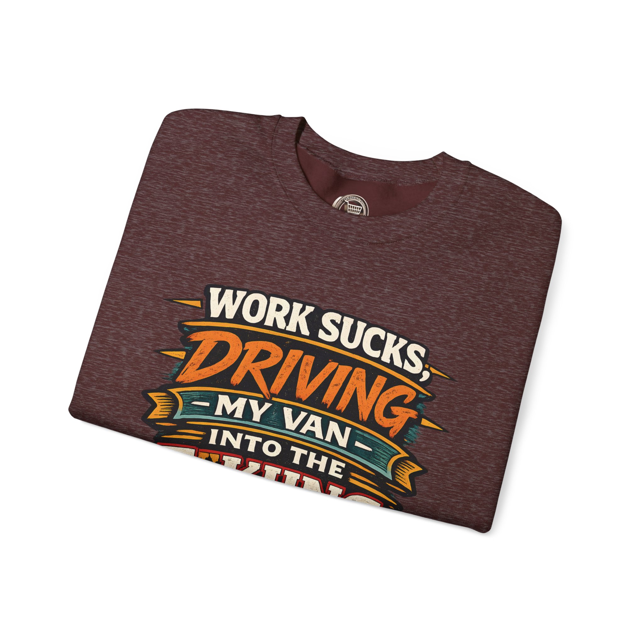 Unisex Heavy Blend™ Crewneck Sweatshirt — "Work Sucks" Design F**K-Line