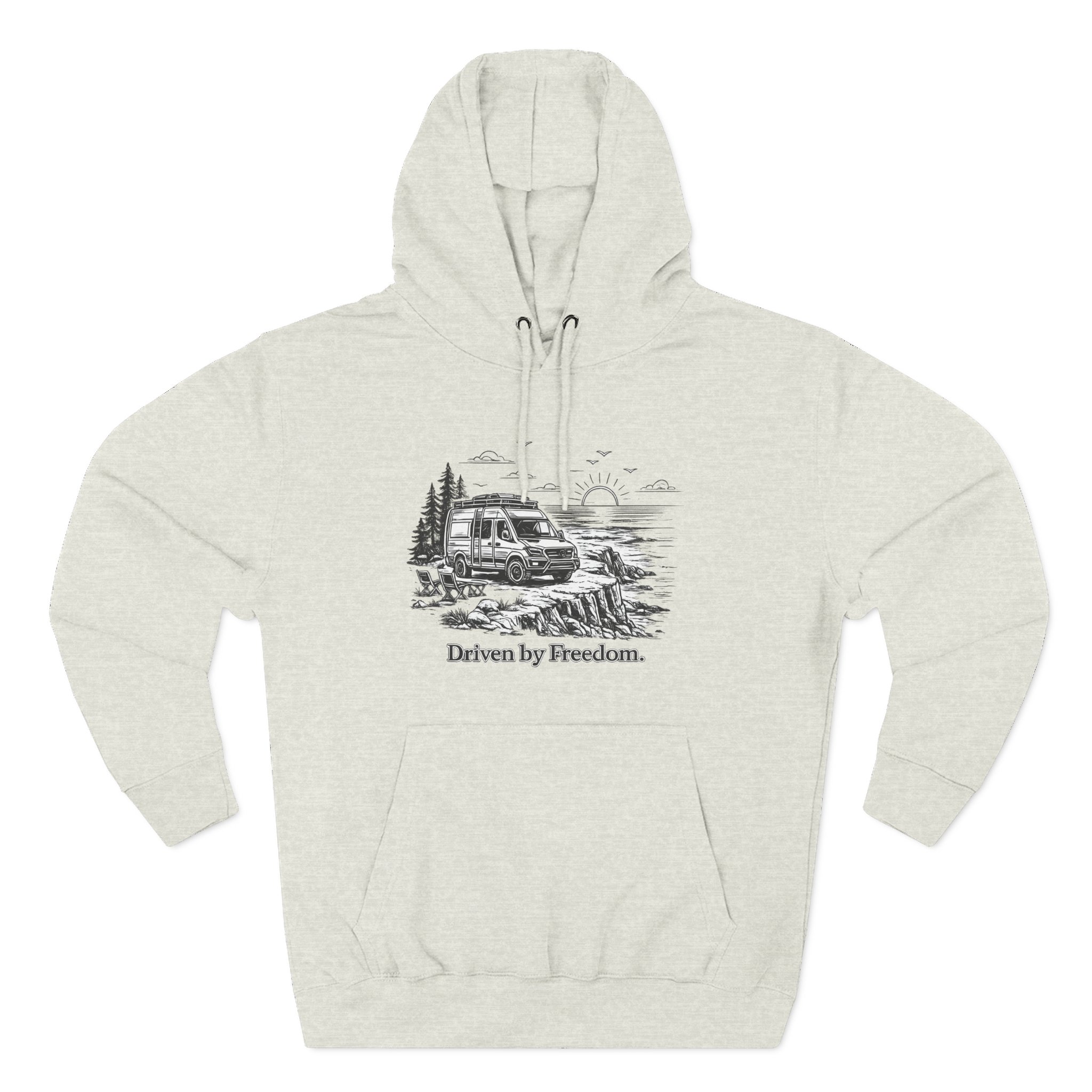 Three-Panel Fleece Hoodie - "Driven By Freedom" Design Minimal-Line