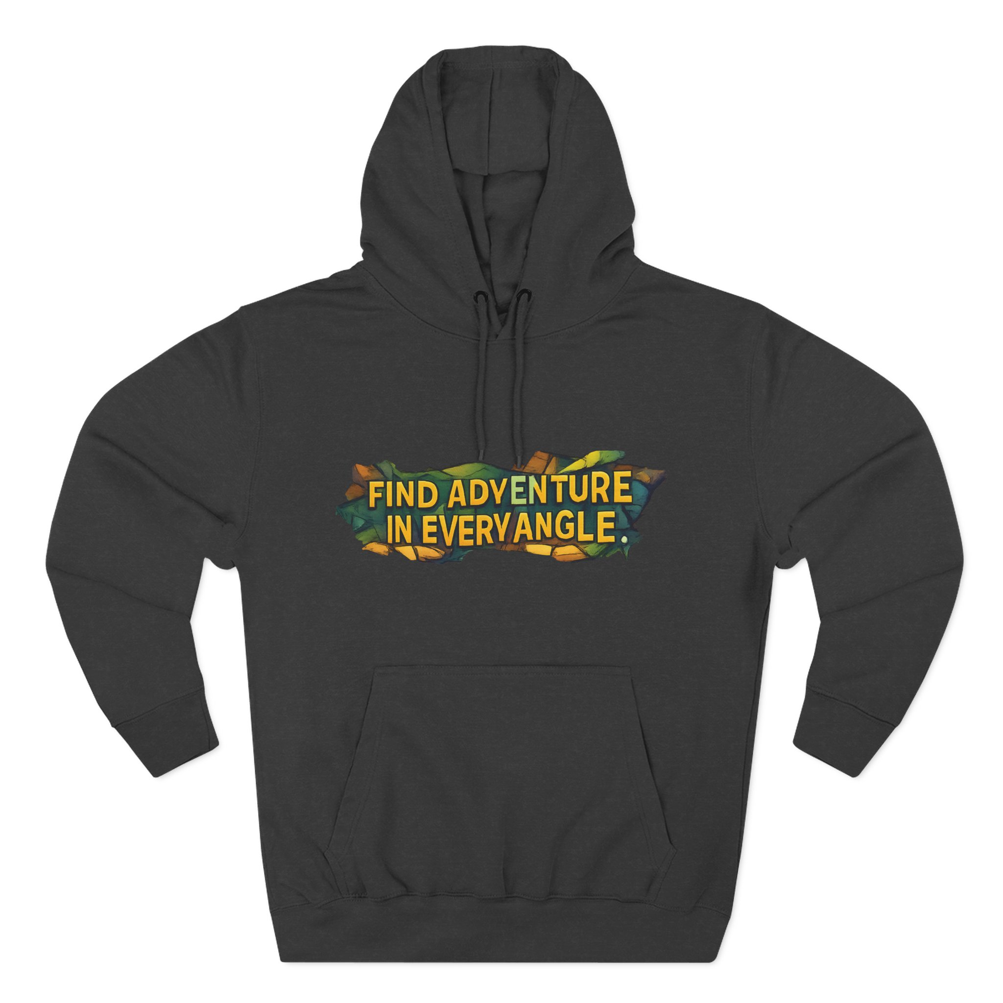 Three-Panel Fleece Hoodie - "Find Adventure In Every Corner" Design Cubic-Line