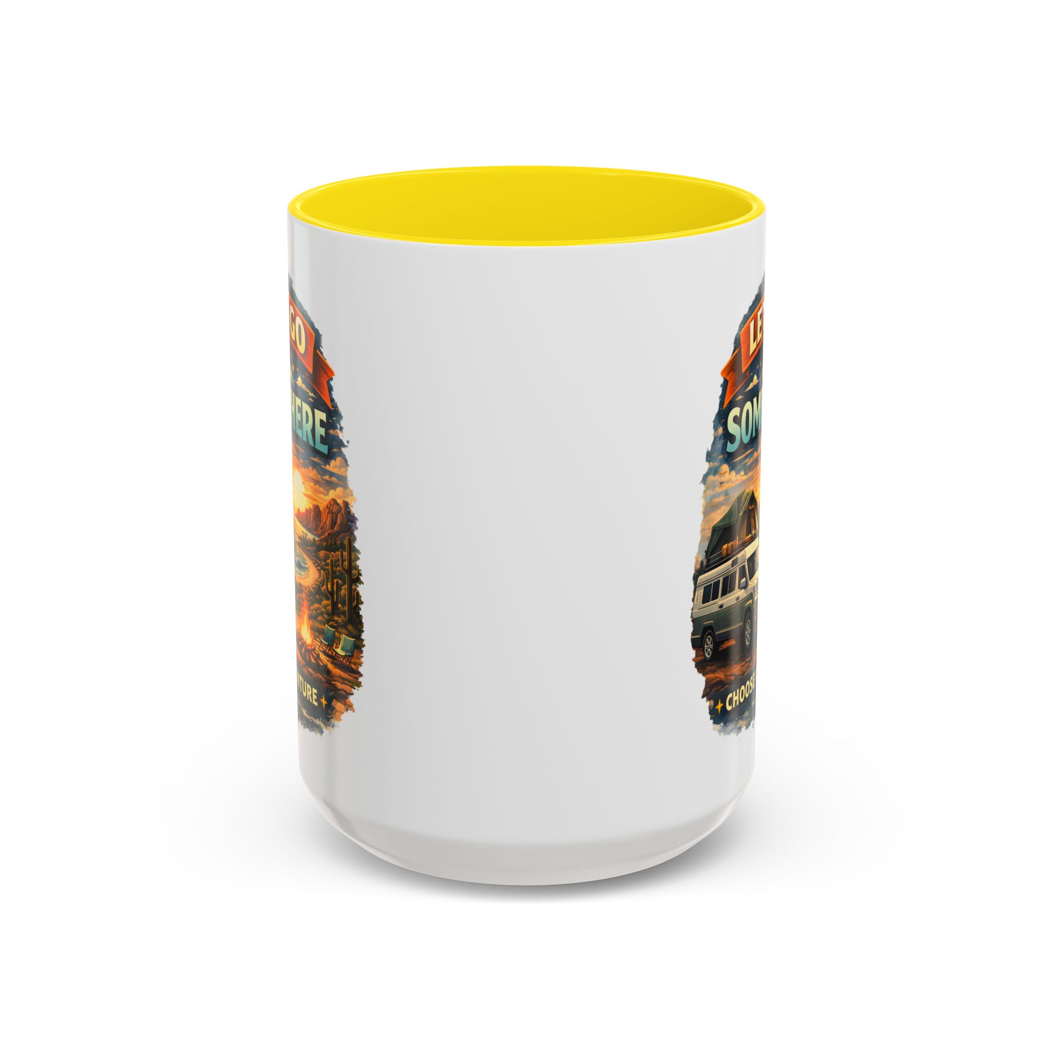 Accent Coffee Mug (11, 15oz) — "Lets Go Somewhere" Design Scenic-Line