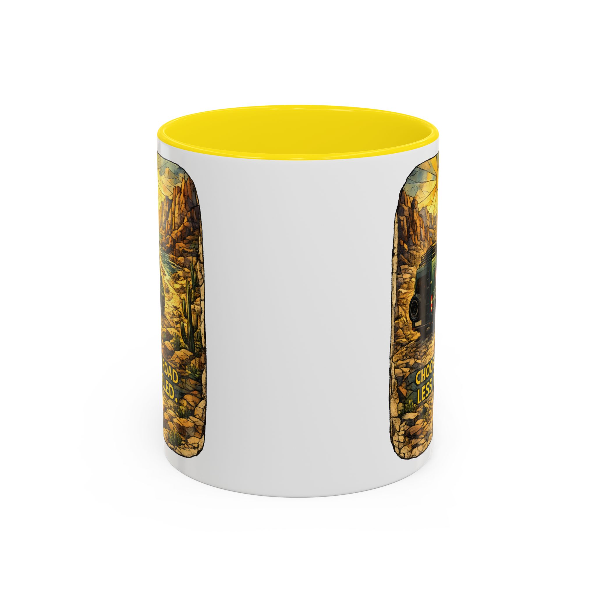 Accent Coffee Mug (11, 15oz) — "Choose The Road Less Traveled" Design Cubic-Line