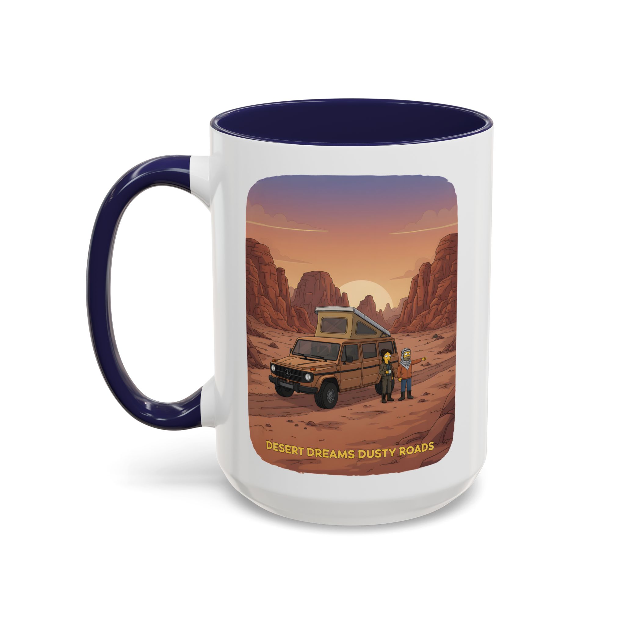 Accent Coffee Mug (11, 15oz) — "Desert Dreams Dusty Roads" Design Sitcom-Line