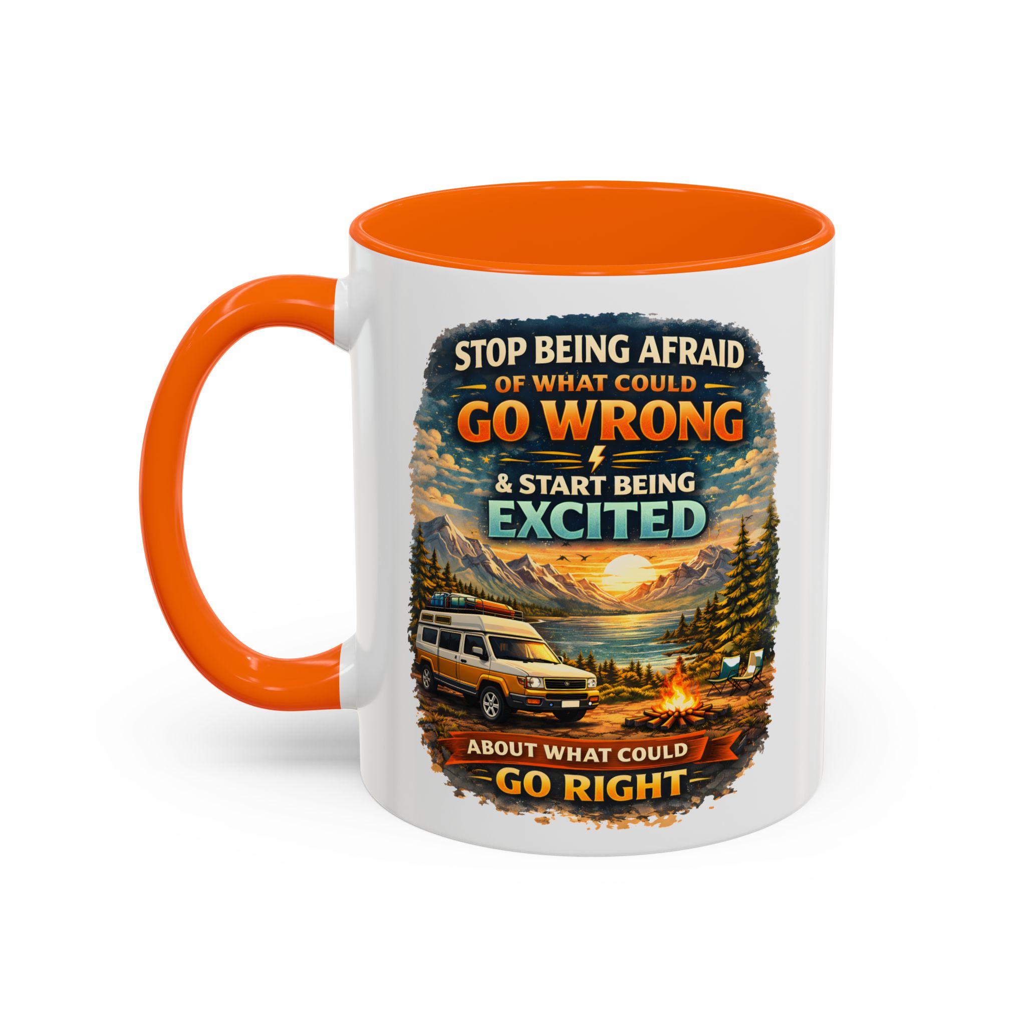 Accent Coffee Mug (11, 15oz) — "Stop Being Afraid Of What Could Go Wrong" Design Scenic-Line