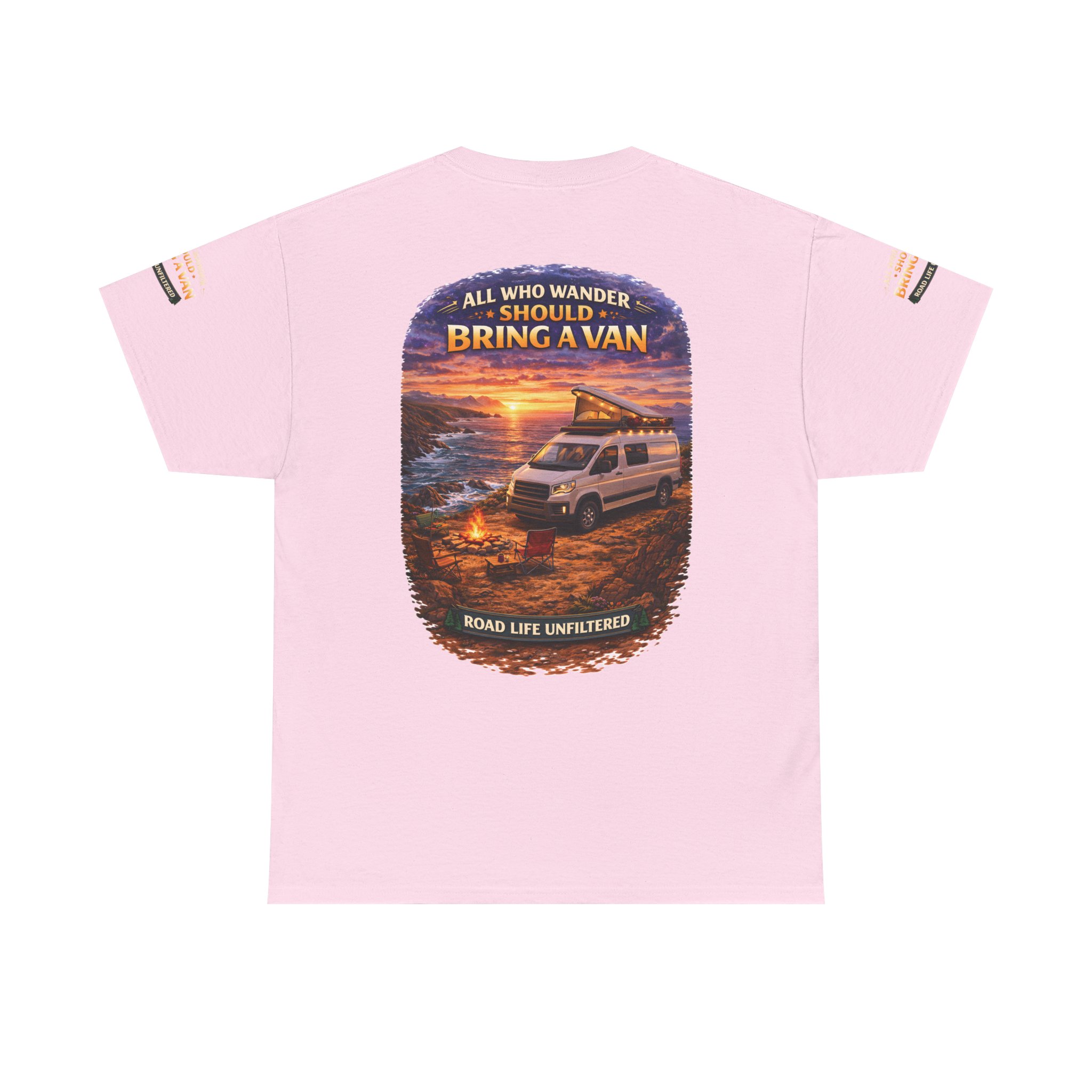 Unisex Heavy Cotton Tee — "All Who wander Should Bring A Van" Design Scenic-Line