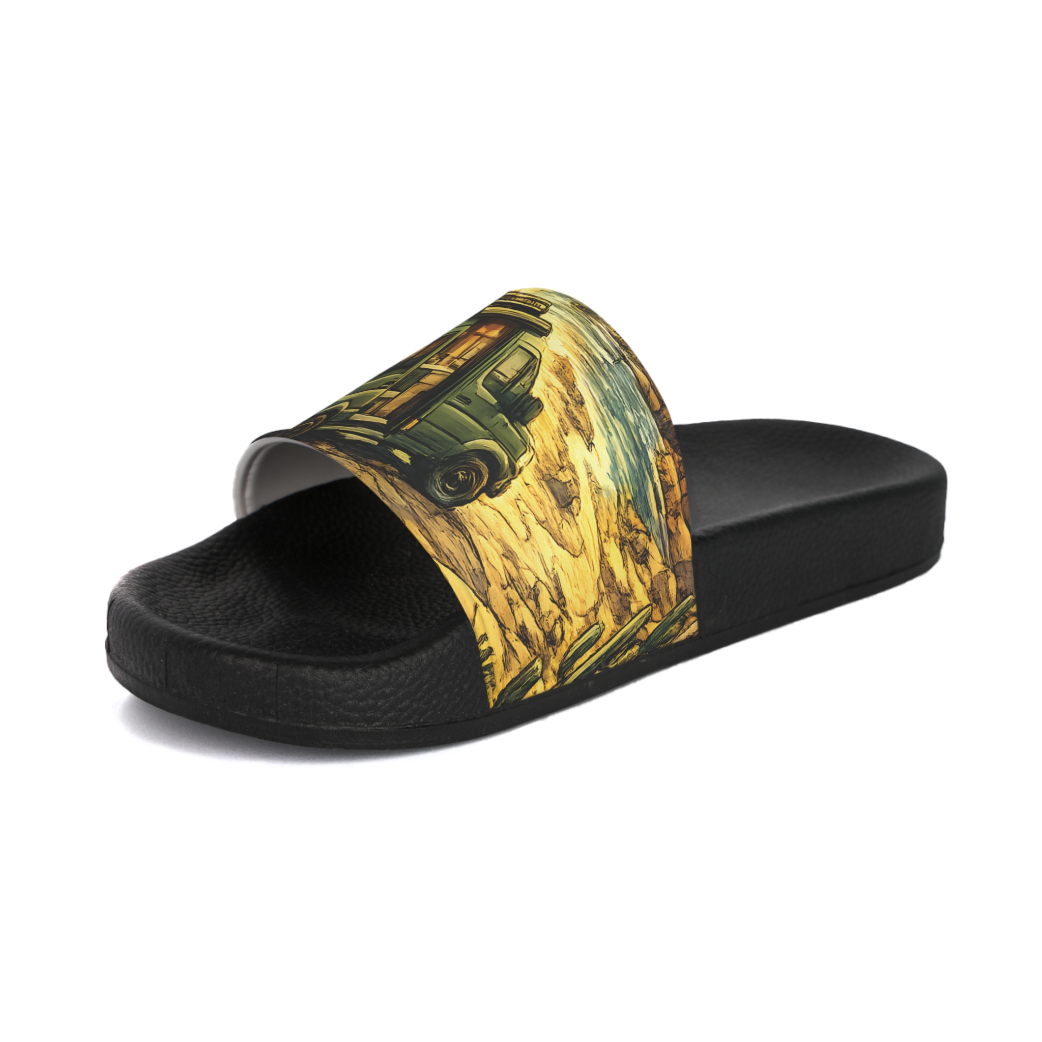 Men's Slide Sandals — Mercedes Camper Vibes for Men (Cubic-Line)