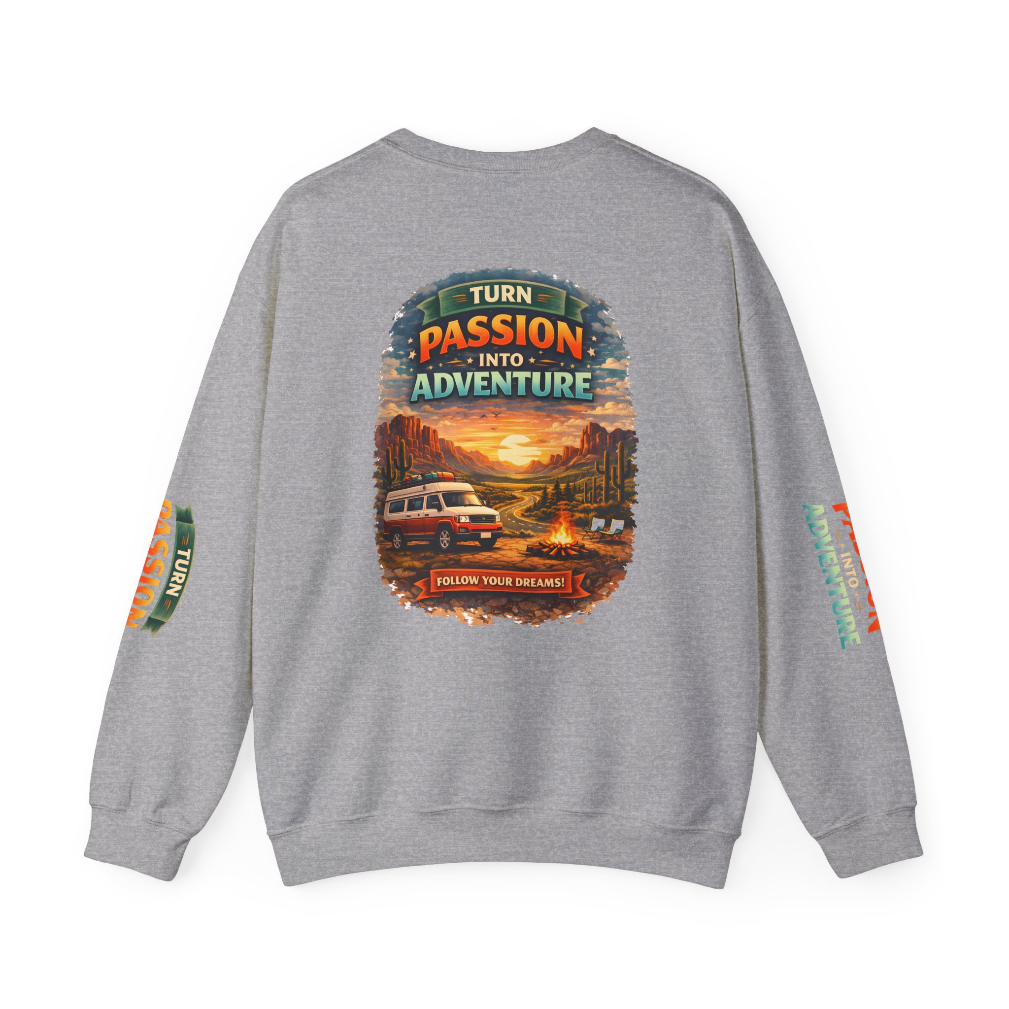 Unisex Heavy Blend™ Crewneck Sweatshirt — "Turn Passion Into Adventure" Design Scenic-Line