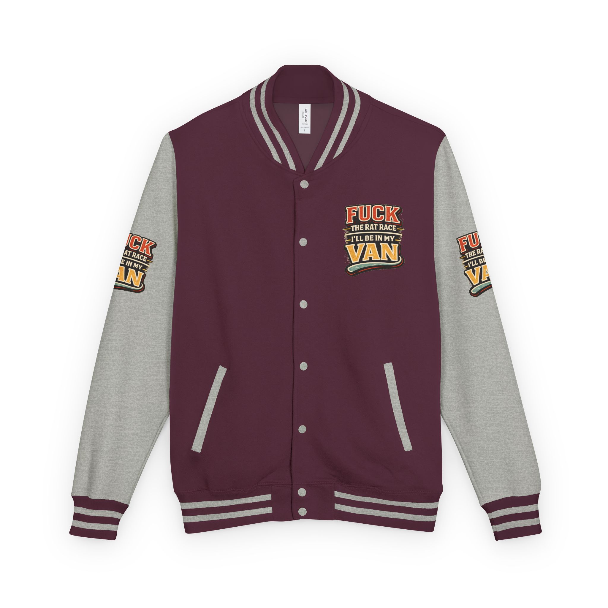 Unisex Heavyweight Letterman Jacket — "Fuck The Rat Race" Design F**K-Line