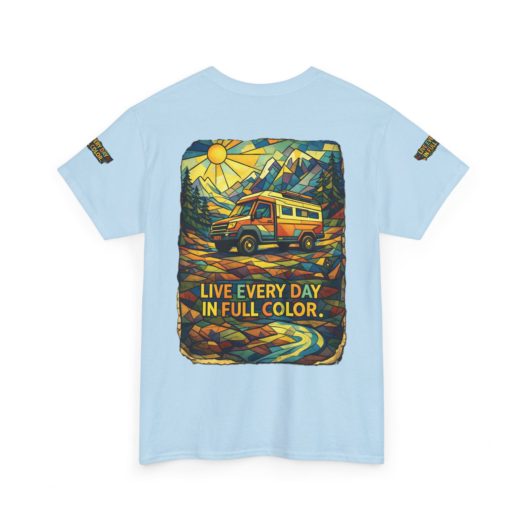 9976672043675397704_2048.jpeg Unisex Heavy Cotton Tee — "Live Life Every Day In Full Color" Design Cubic-Line