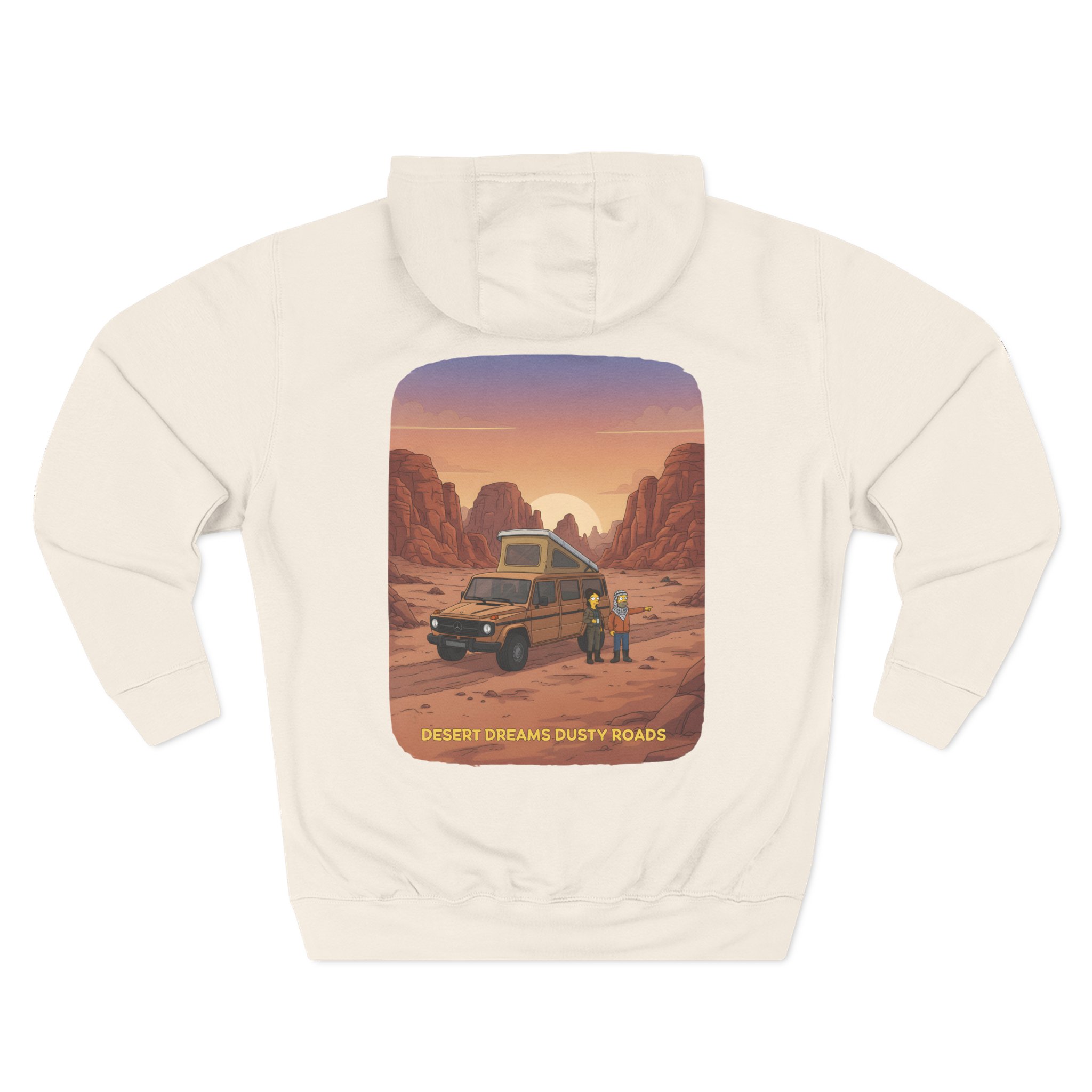 Three-Panel Fleece Hoodie - "Desert Dreams Dusty Roads" Design Sitcom-Line