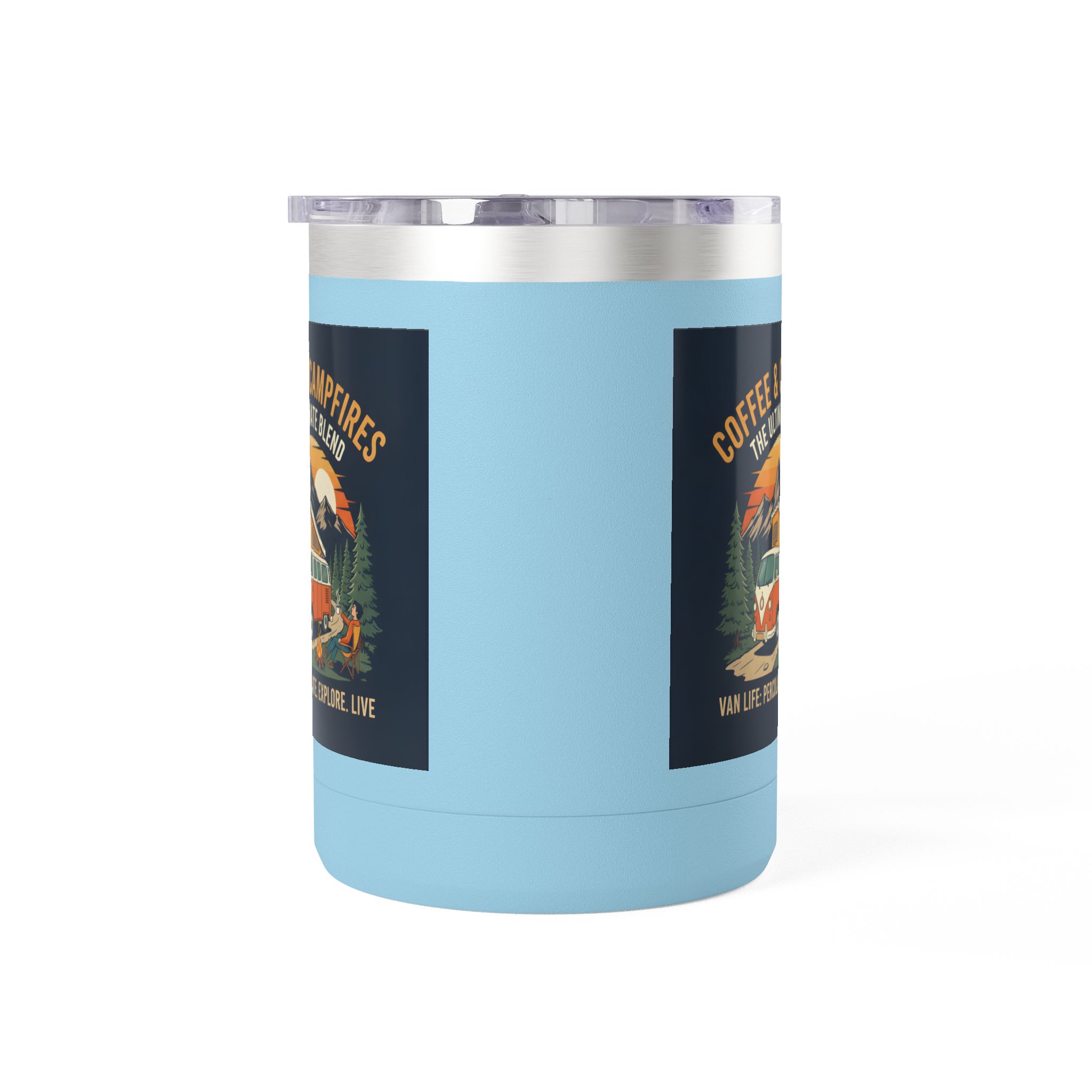 Coffee Mug Tumbler, 15oz — “Coffee & Campfires: The Ultimate Blend”