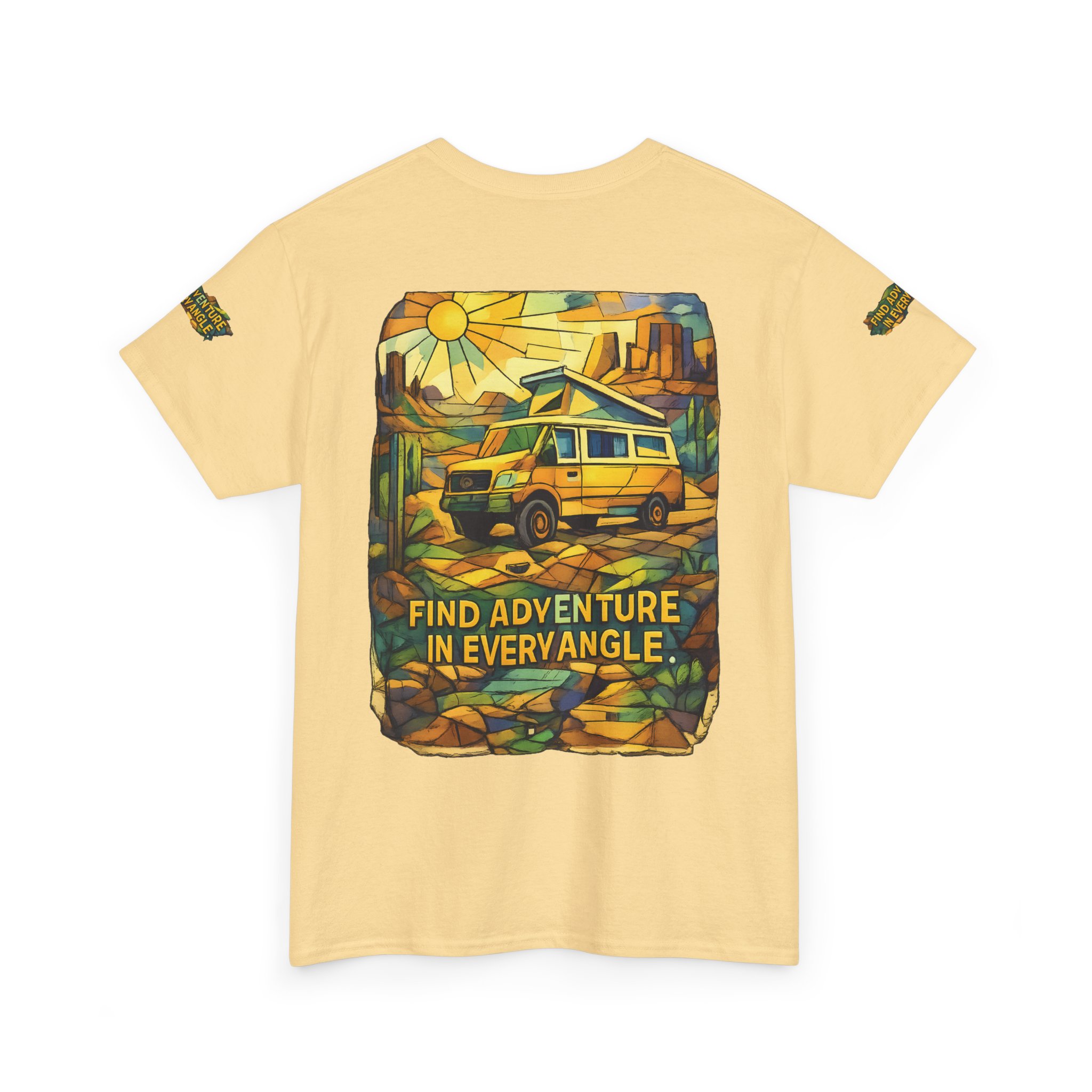 Unisex Heavy Cotton Tee — "Find Adventure In Every Corner" Design Cubic-Line