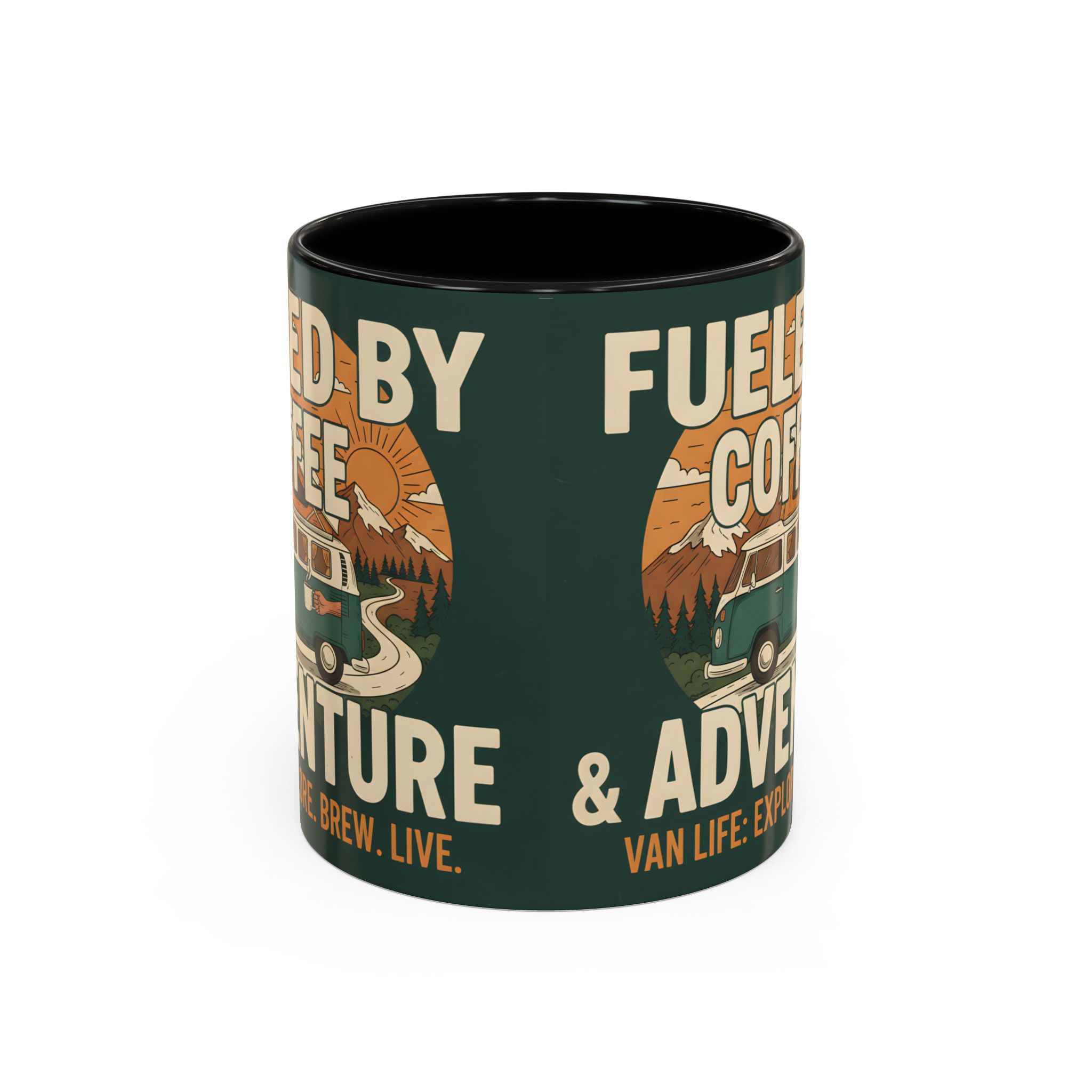 Accent Coffee Mug (11, 15oz) — "Fueled by Coffee & Adventure"