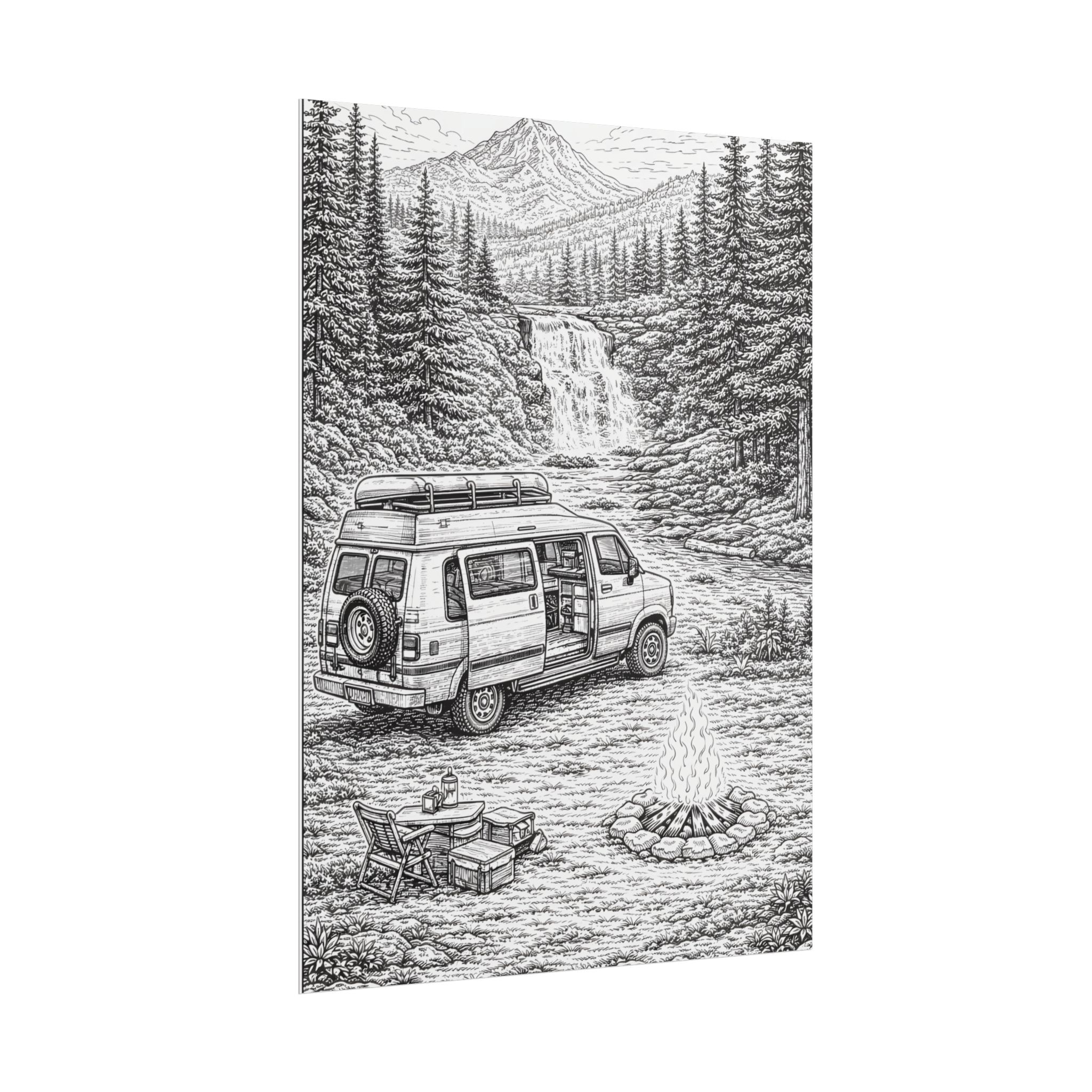 Campervan Poster — Vintage RV Camping Landscape Wall Art