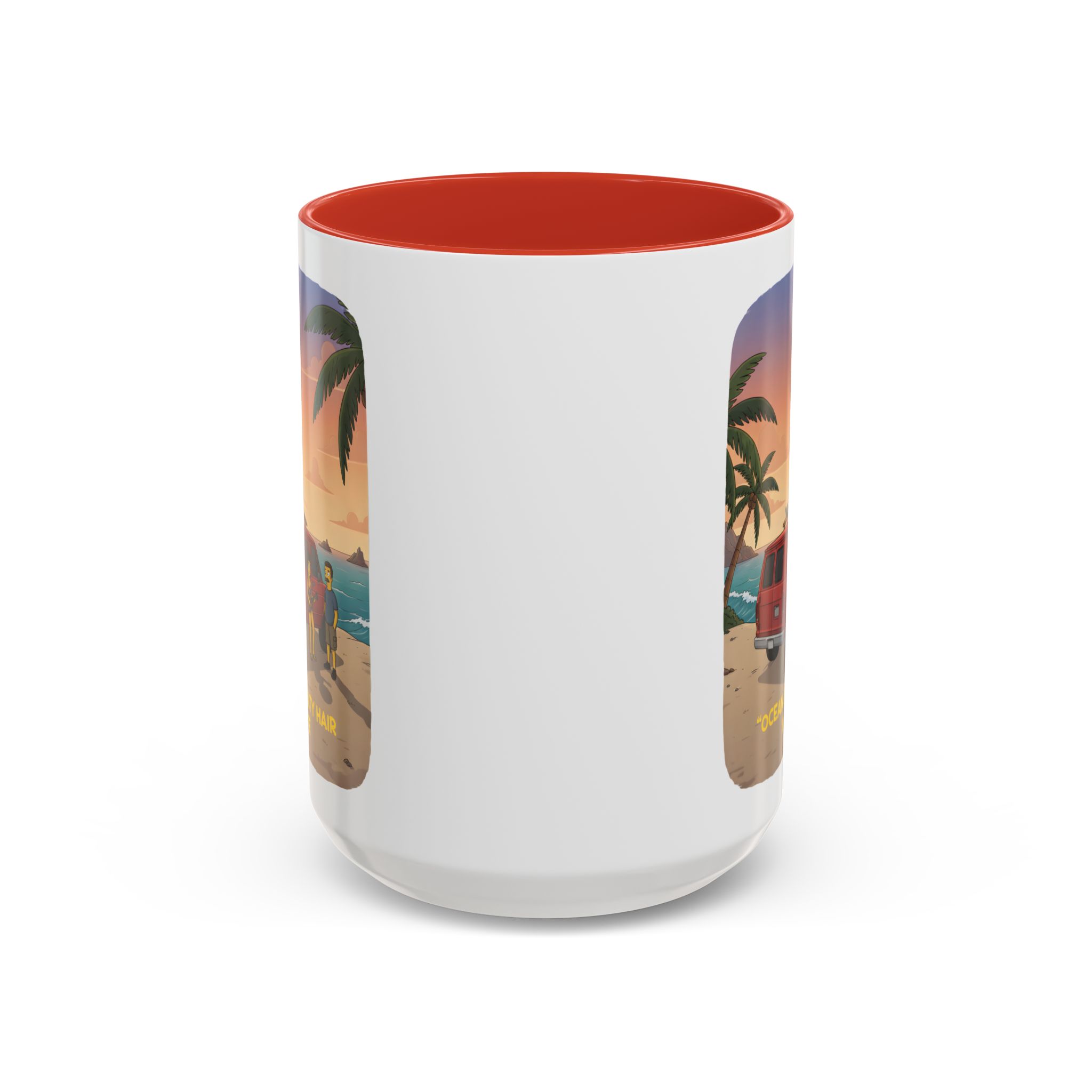 Accent Coffee Mug (11, 15oz) — "Ocean Air Salty Hair Van Life" Design Sitcom-Line