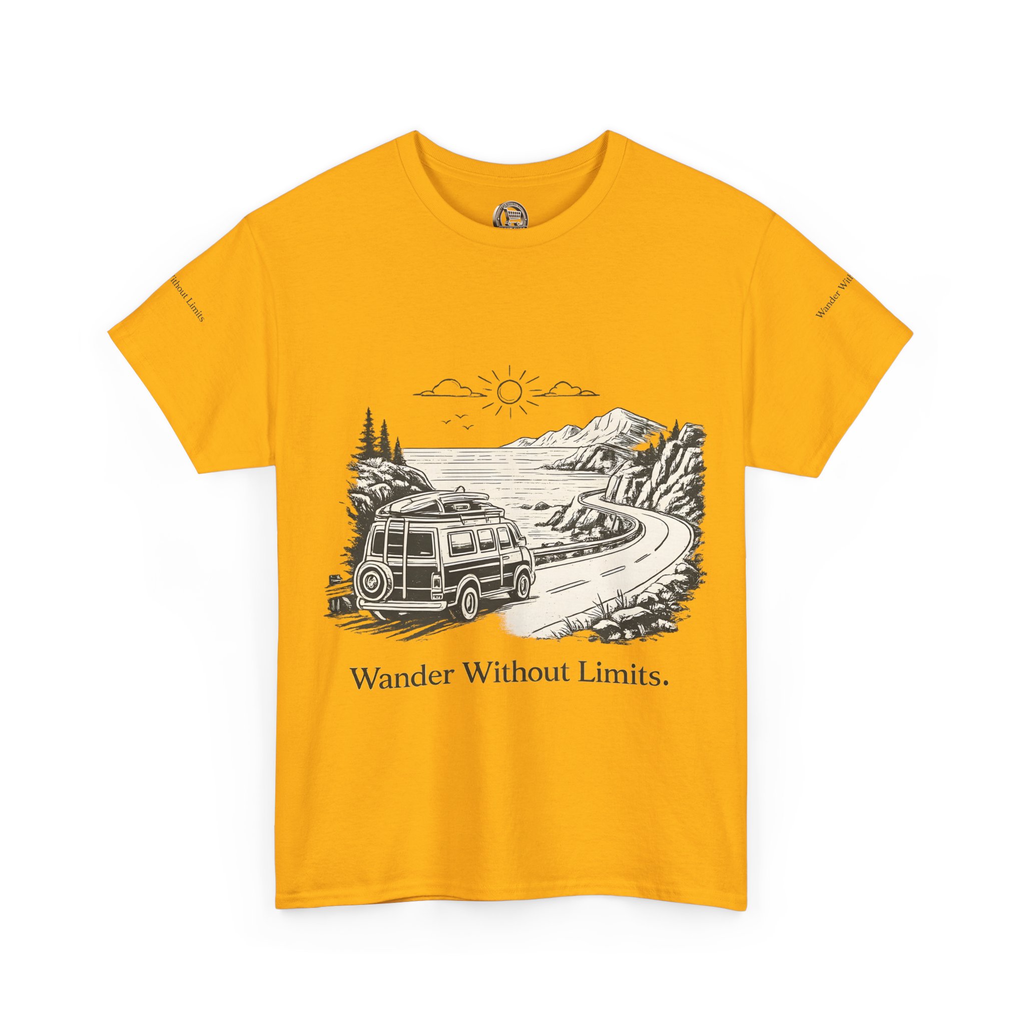 9992018857351678193_2048.jpeg Unisex Heavy Cotton Tee — "Wander Without Limits" Design Minimal-Line