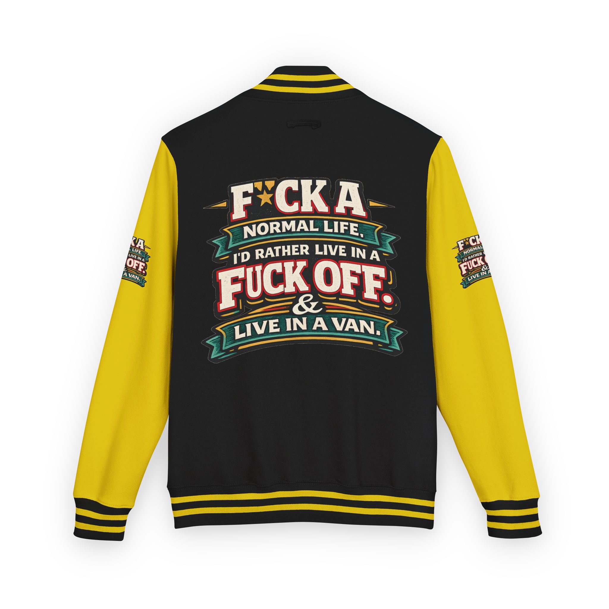 Unisex Heavyweight Letterman Jacket — "Fuck A Normal Life" Design F**K-Line