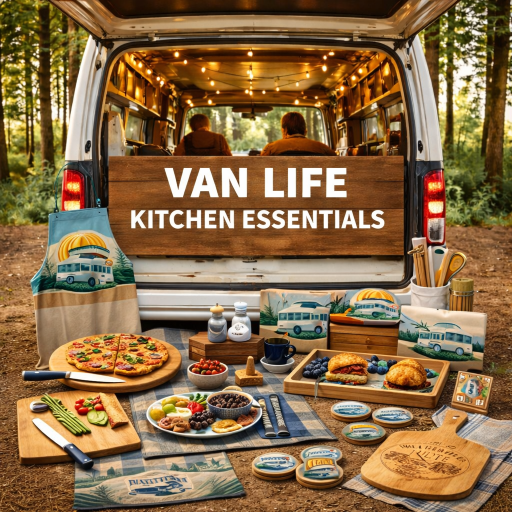 "Gift" Engraved Oak Charcuterie Board with Cheese Tools — "Home Is Where You Park It-But Christmas Is Where You Unwrap The Adventure - Merry Van-mas"