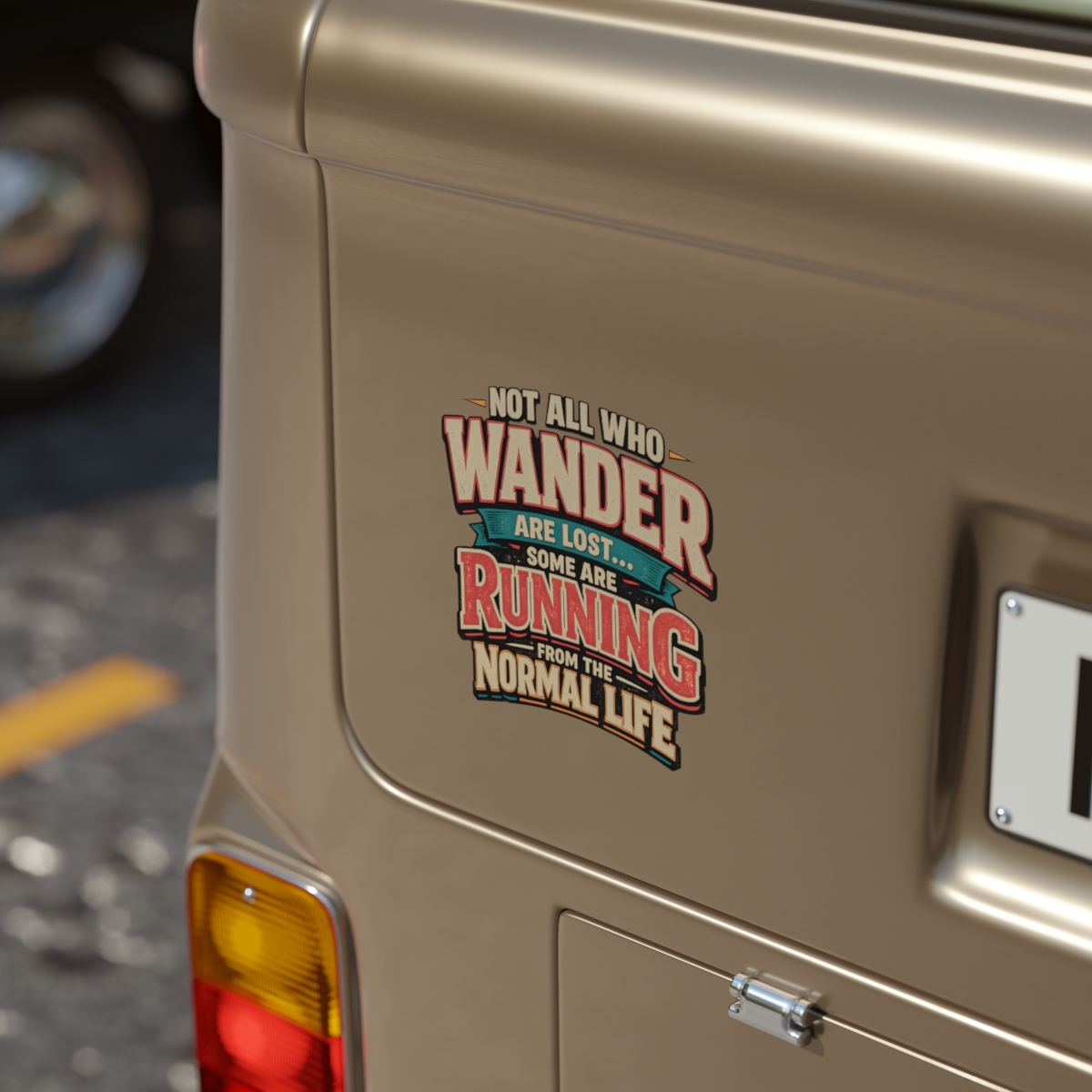 Round Sticker — "Adventure Awaits-Go Where You Feel Most Alive" Camper Van Decal