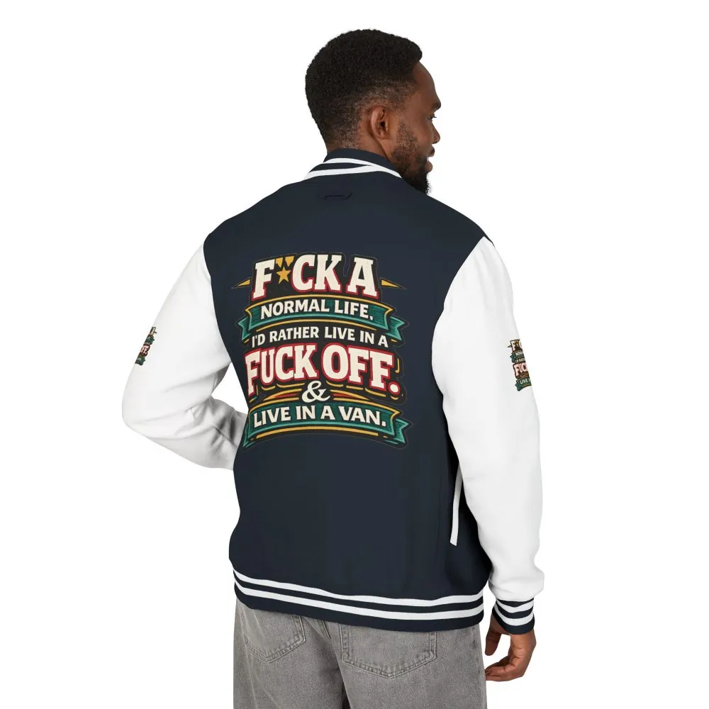 Unisex Heavyweight Letterman Jacket — "Fuck A Normal Life" Design F**K-Line