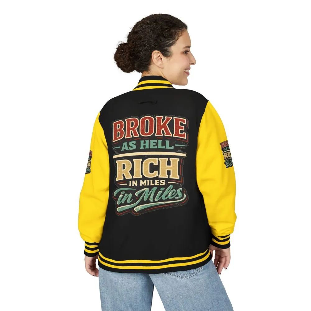 Unisex Heavyweight Letterman Jacket — "Broke As Hell" Design F**K-Line