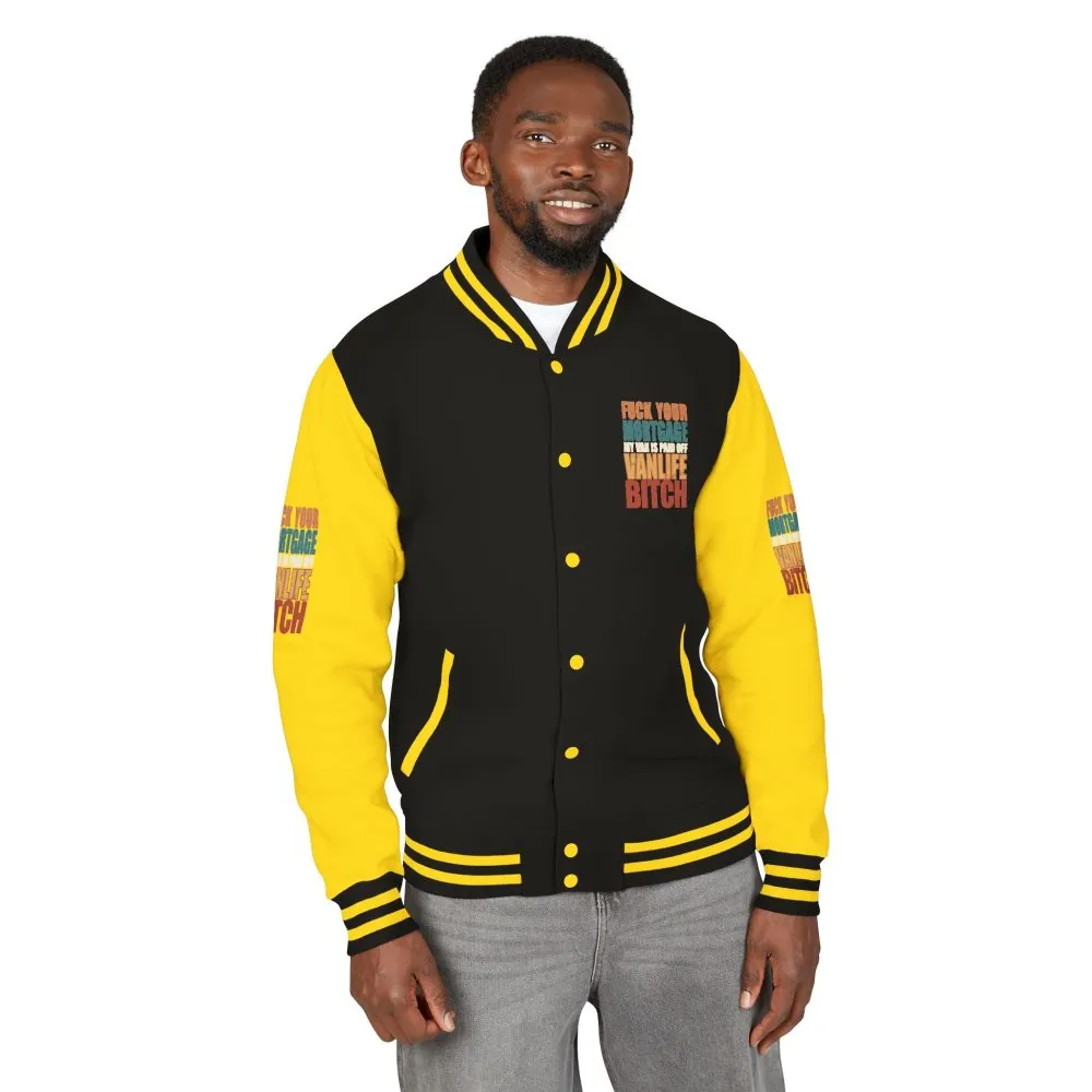 Unisex Heavyweight Letterman Jacket — "Fuck Your Mortgage" Design F**K-Line