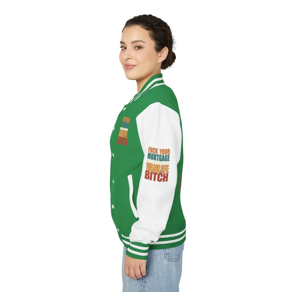 Unisex Heavyweight Letterman Jacket — "Fuck Your Mortgage" Design F**K-Line