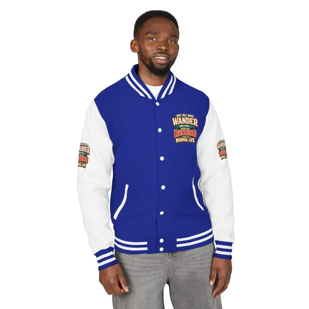 Unisex Heavyweight Letterman Jacket — "Not All Who Wander Are Lost" Design F**K-Line