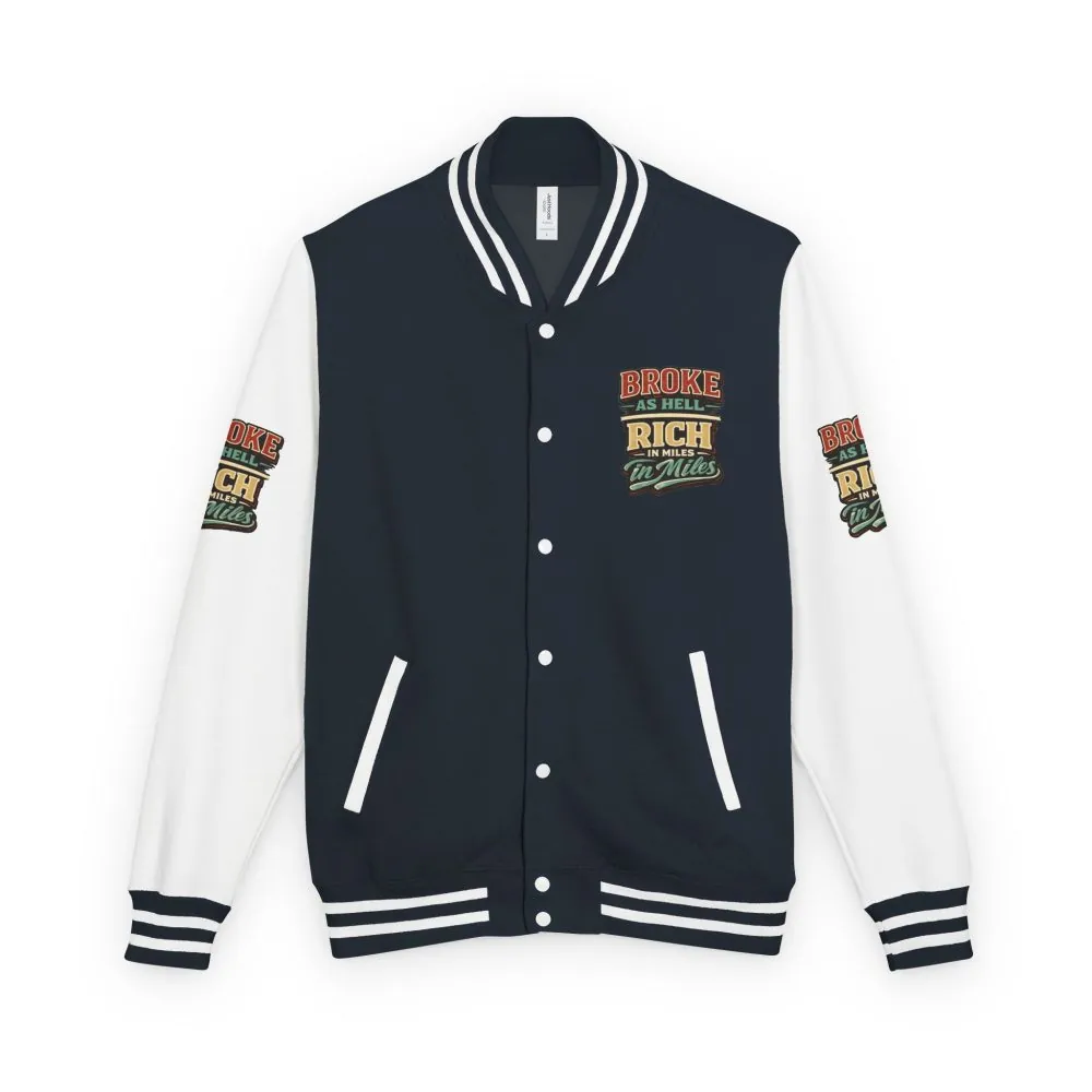 Unisex Heavyweight Letterman Jacket — "Broke As Hell" Design F**K-Line