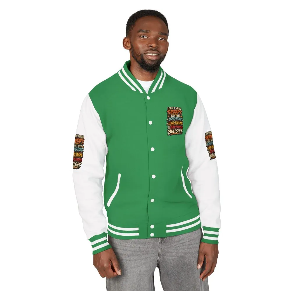 Unisex Heavyweight Letterman Jacket — "I Dont Need Therapy" Design F**K-Line