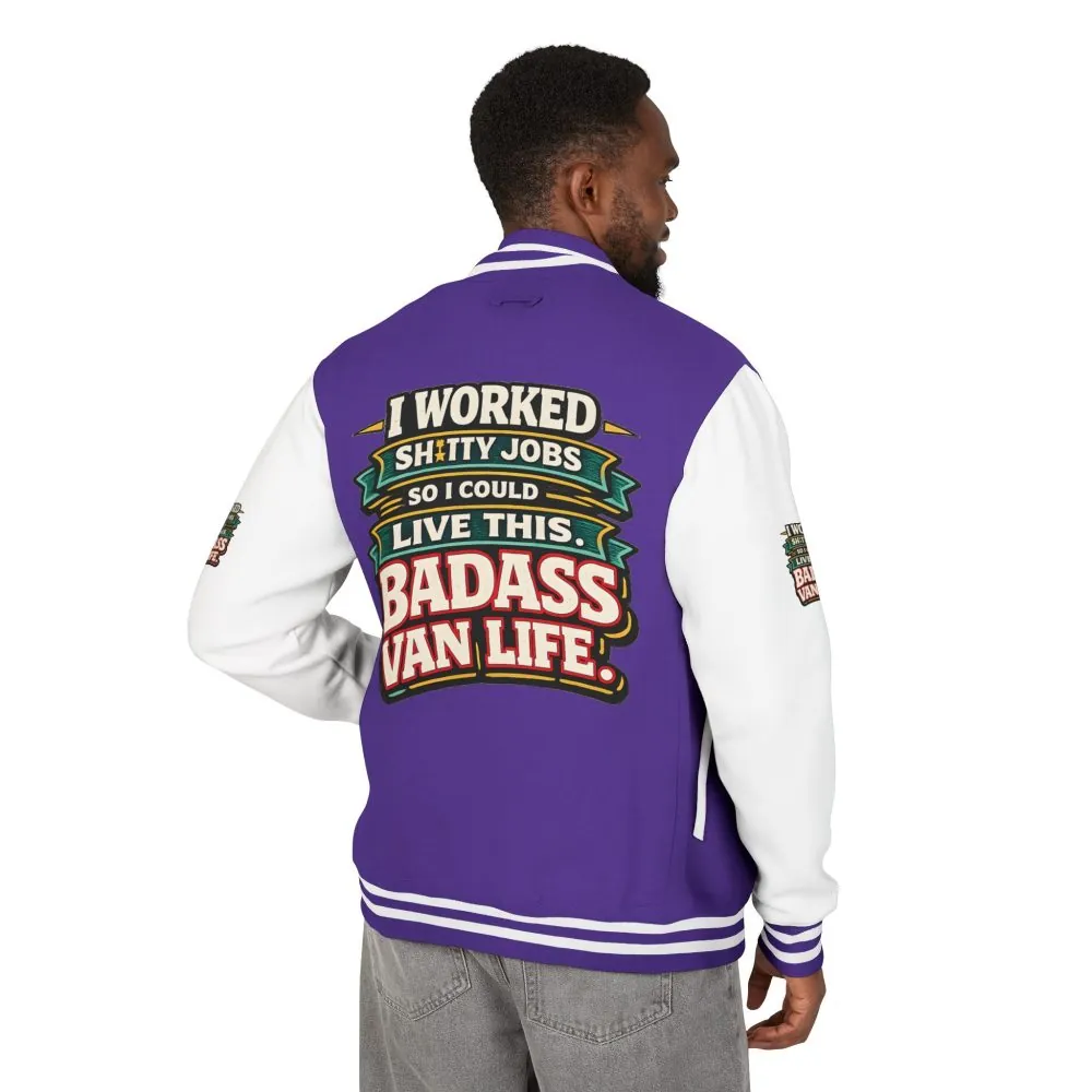 Unisex Heavyweight Letterman Jacket — "I Worked Shitty Jobs" Design F**K-Line