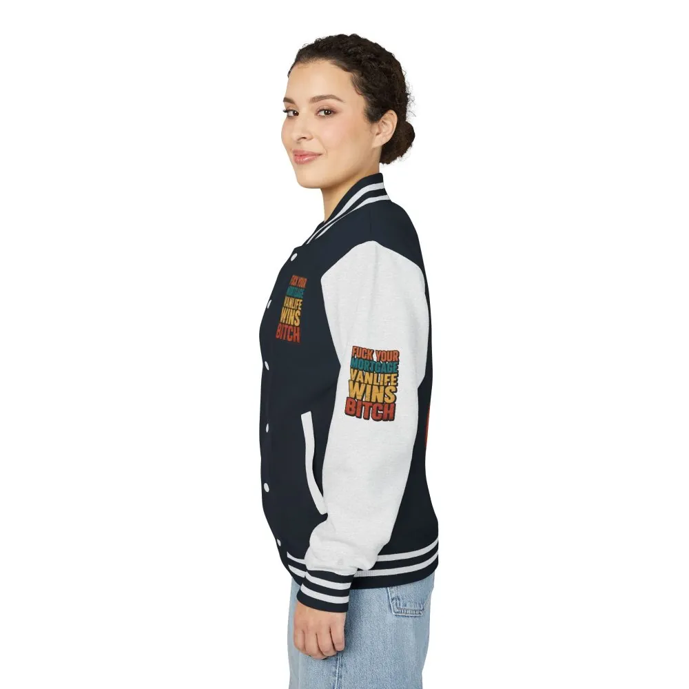 Unisex Heavyweight Letterman Jacket — "Fuck Your Mortgage" Design F**K-Line