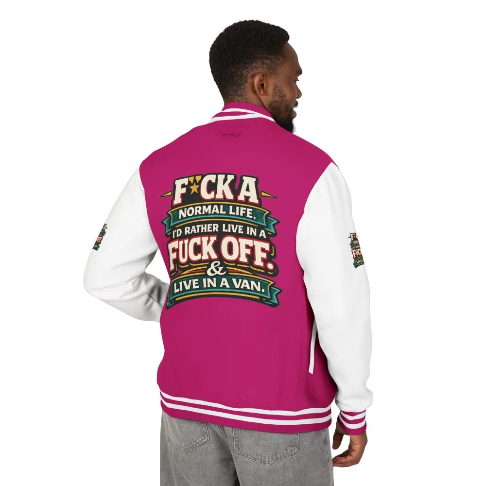 Unisex Heavyweight Letterman Jacket — "Fuck A Normal Life" Design F**K-Line